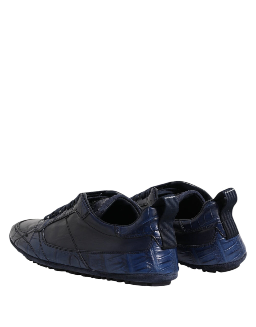 Dolce & Gabbana Dark Blue Leather Low Top Men Sneakers Shoes - ACCEXO