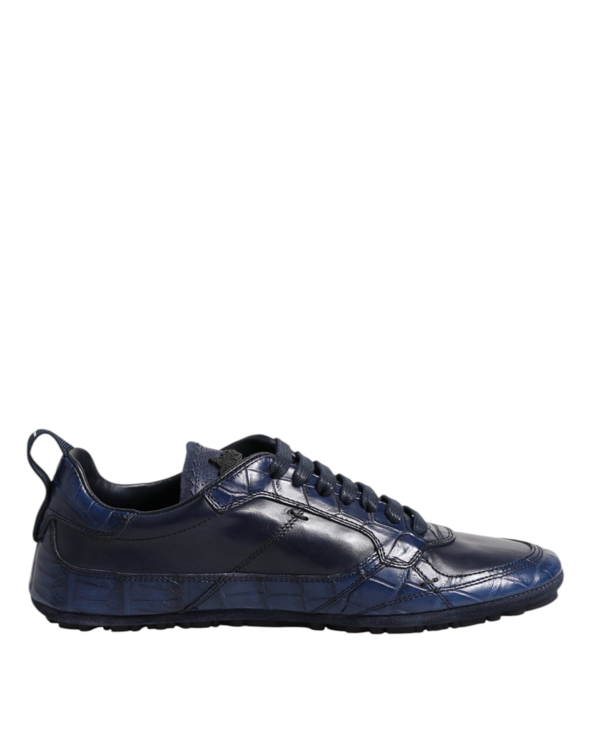 Dolce & Gabbana Dark Blue Leather Low Top Men Sneakers Shoes - ACCEXO Main image