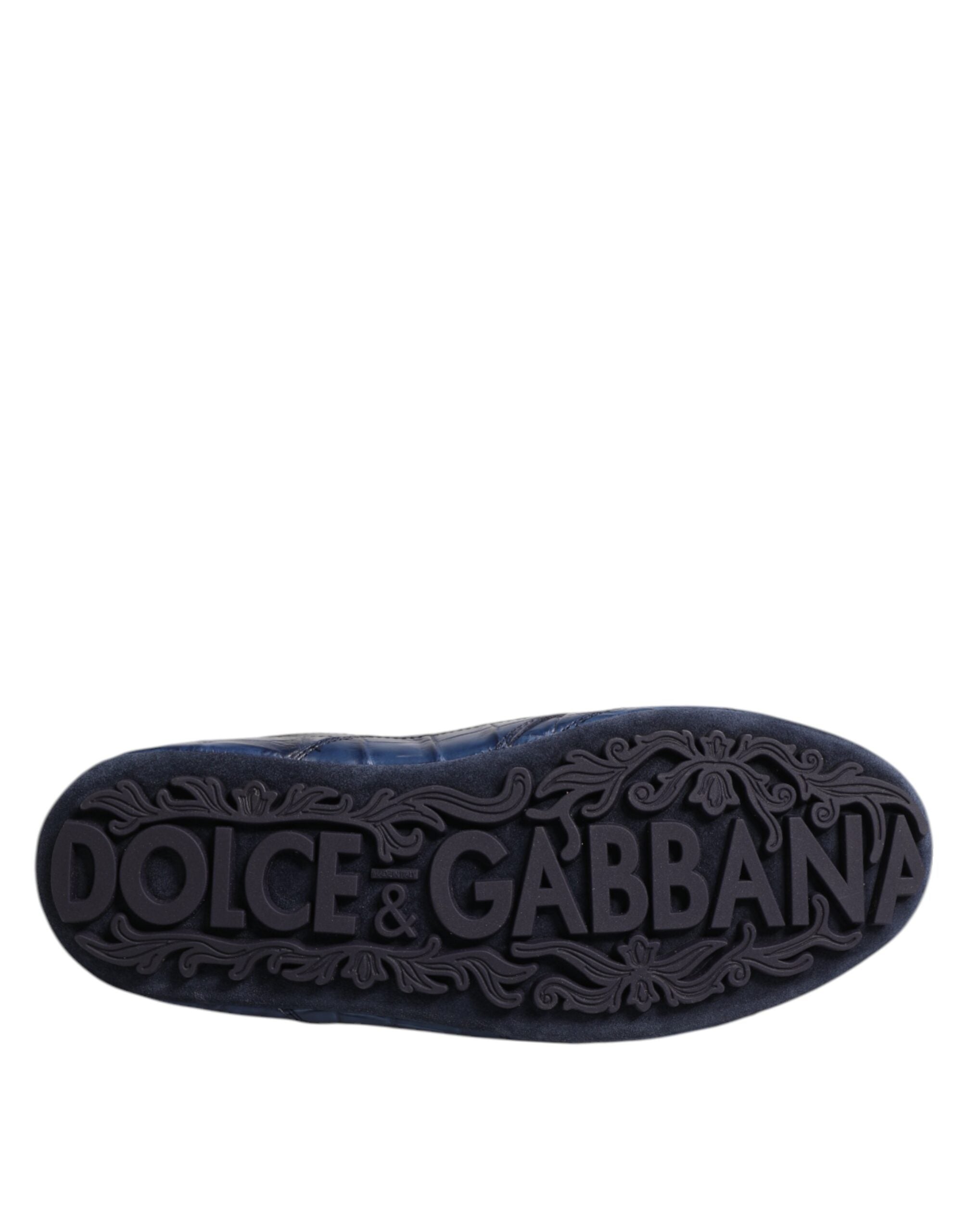 Dolce & Gabbana Dark Blue Leather Low Top Men Sneakers Shoes - ACCEXO