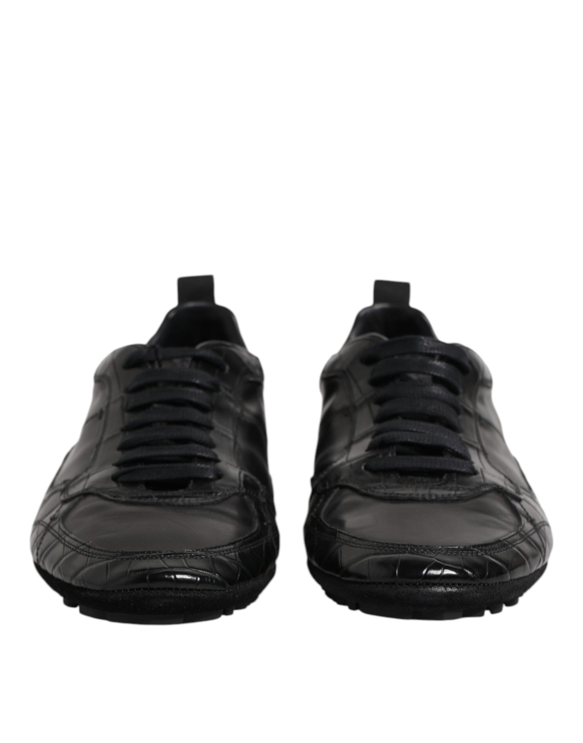 Dolce & Gabbana Black Exotic Leather Low Top Sneakers Shoes - ACCEXO
