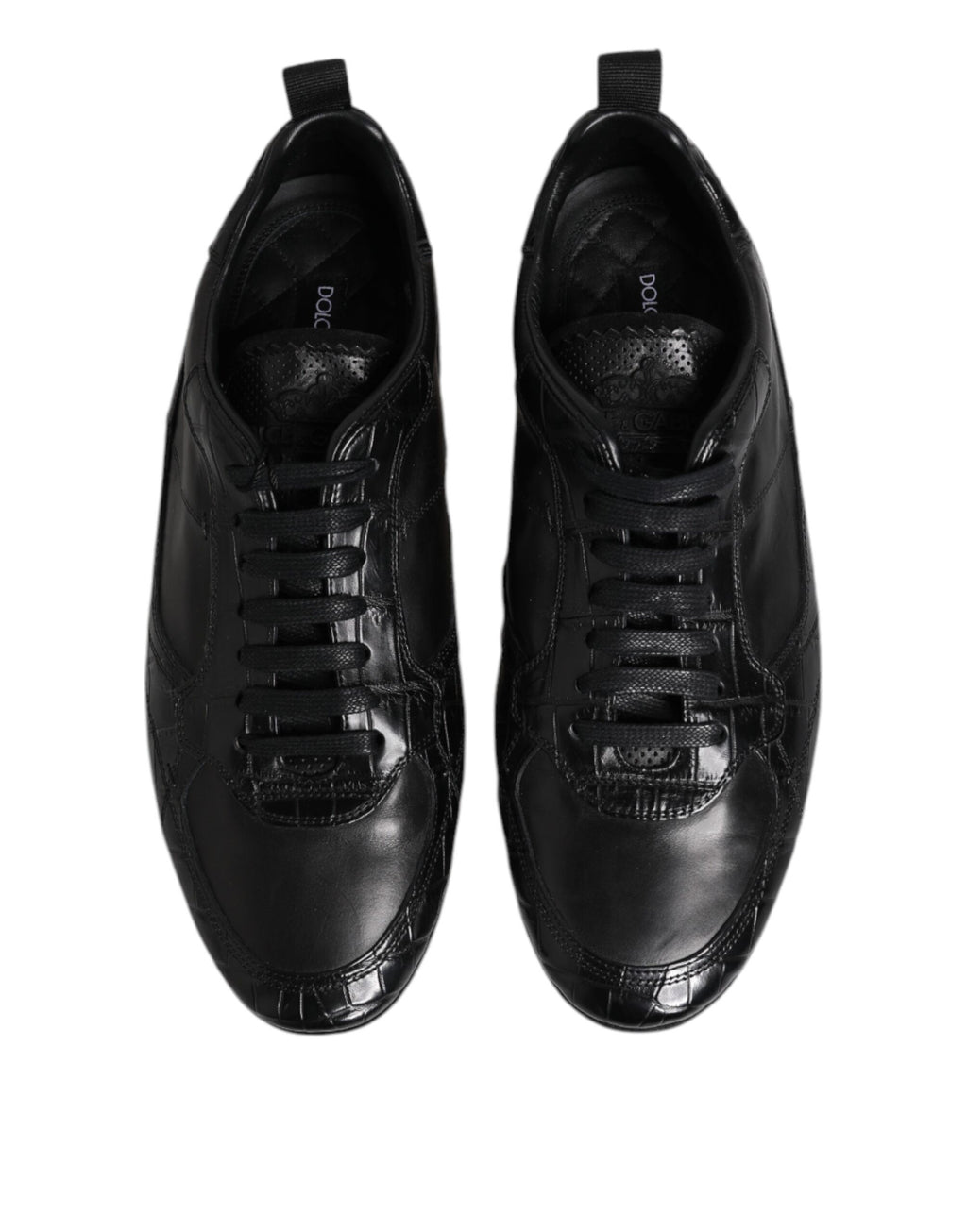 Dolce & Gabbana Black Exotic Leather Low Top Sneakers Shoes - ACCEXO