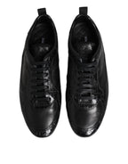 Dolce & Gabbana Black Exotic Leather Low Top Sneakers Shoes - ACCEXO