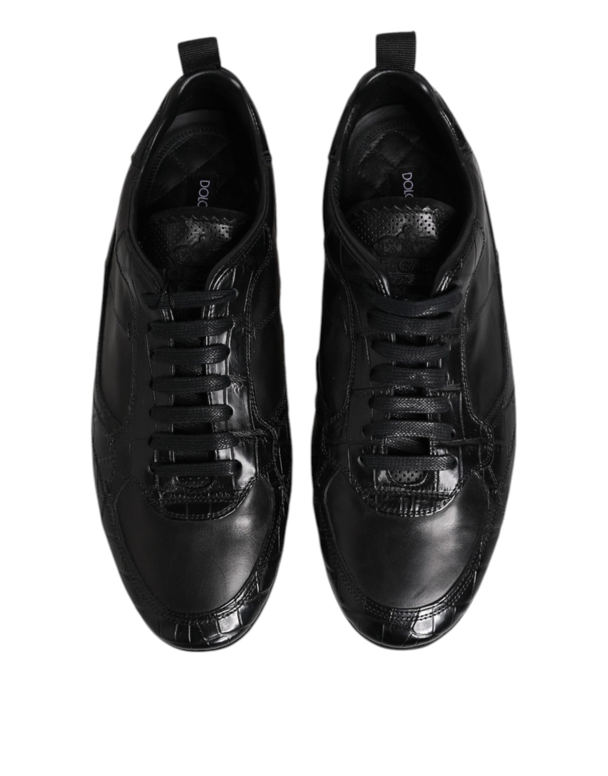 Dolce & Gabbana Black Exotic Leather Low Top Sneakers Shoes - ACCEXO