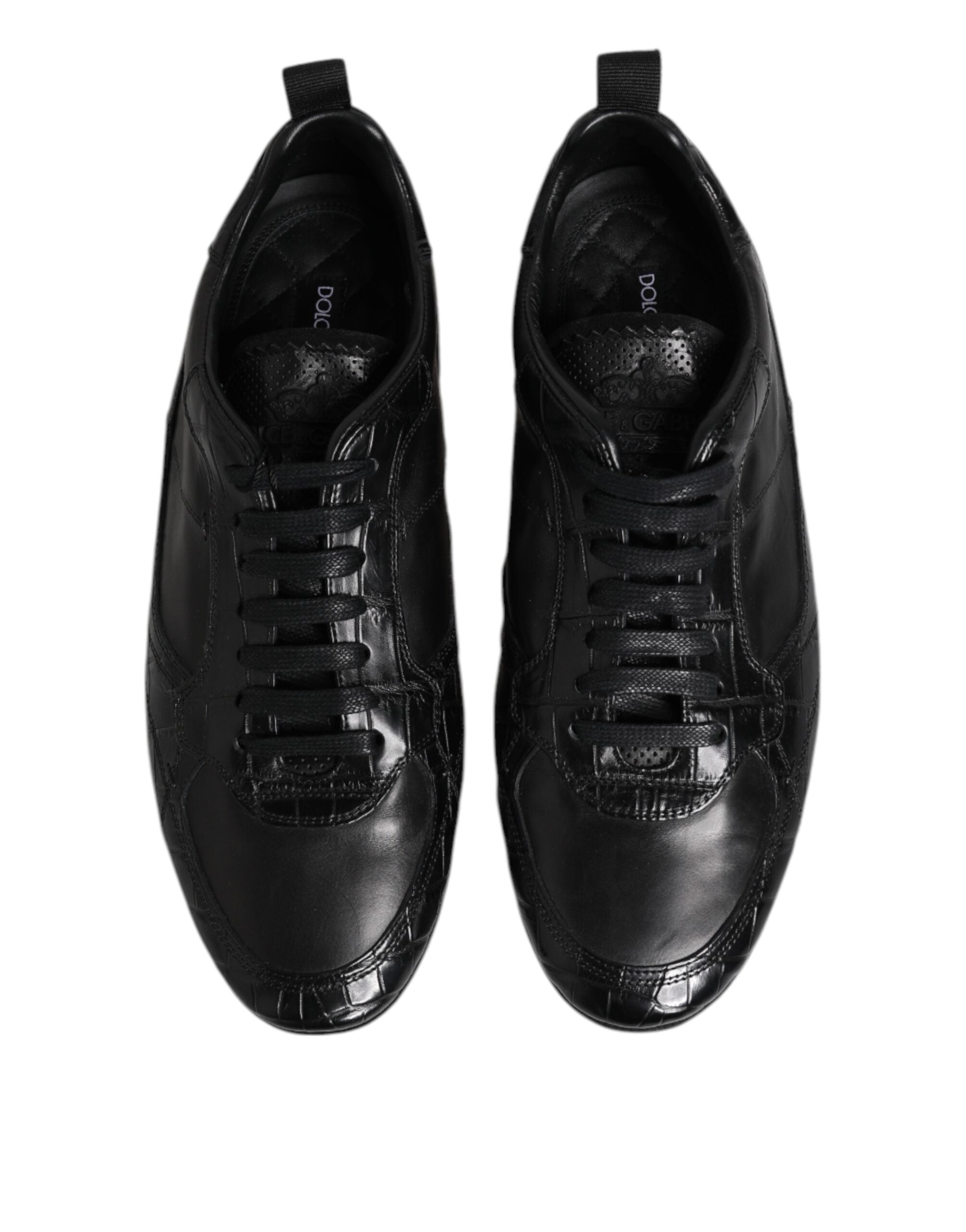Dolce & Gabbana Black Exotic Leather Low Top Sneakers Shoes - ACCEXO