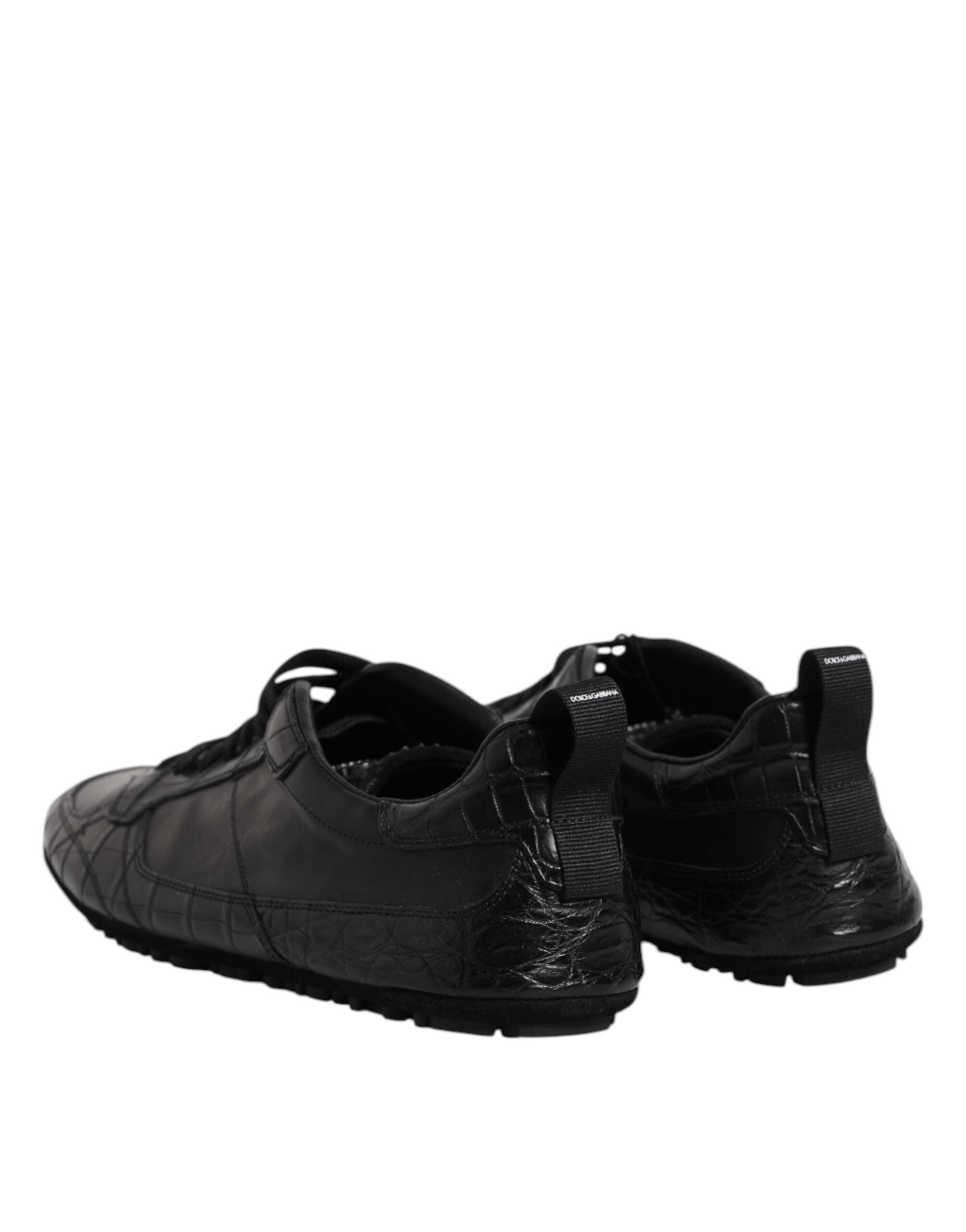Dolce & Gabbana Black Exotic Leather Low Top Sneakers Shoes - ACCEXO