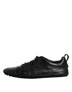 Dolce & Gabbana Black Exotic Leather Low Top Sneakers Shoes - ACCEXO