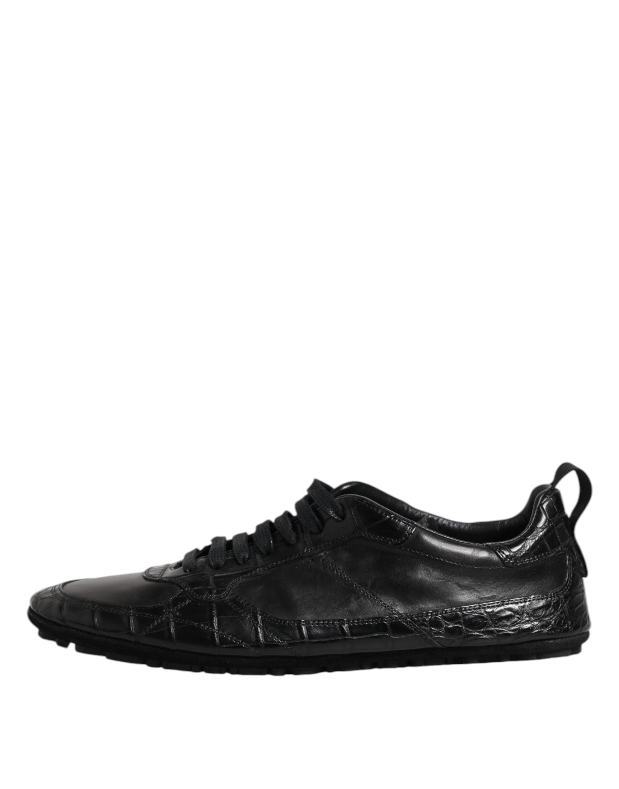 Dolce & Gabbana Black Exotic Leather Low Top Sneakers Shoes - ACCEXO