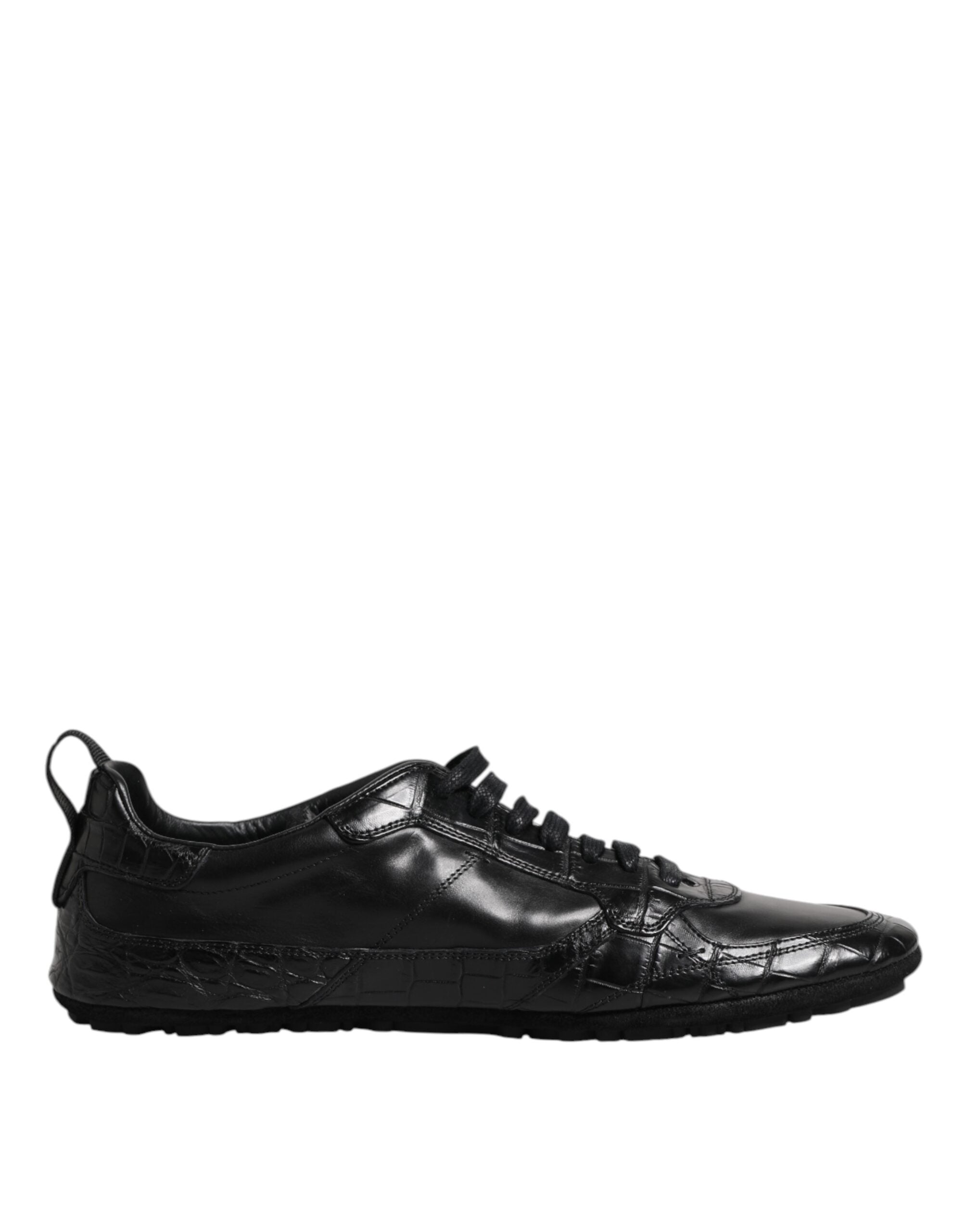 Dolce & Gabbana Black Exotic Leather Low Top Sneakers Shoes - ACCEXO Main image