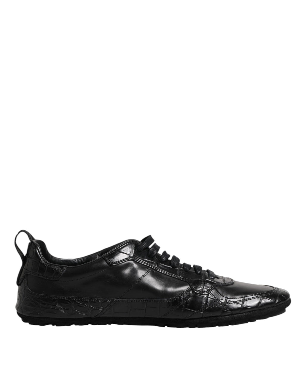 Dolce & Gabbana Black Exotic Leather Low Top Sneakers Shoes - ACCEXO