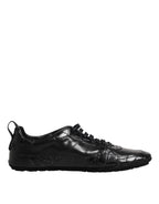 Dolce & Gabbana Black Exotic Leather Low Top Sneakers Shoes - ACCEXO