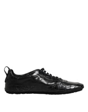 Dolce & Gabbana Black Exotic Leather Low Top Sneakers Shoes - ACCEXO