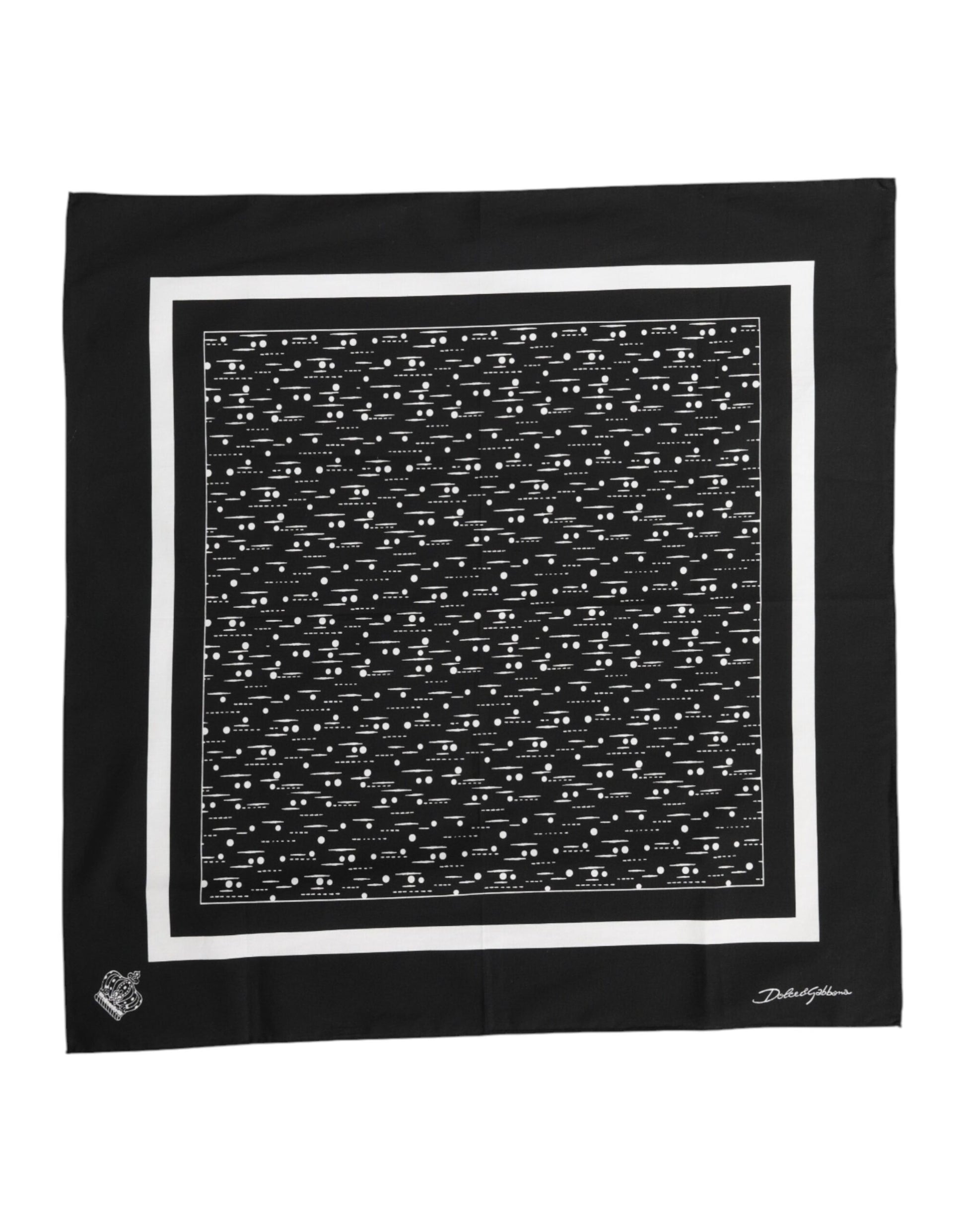 Dolce & Gabbana Black White Printed Square Foulard Scarf - ACCEXO