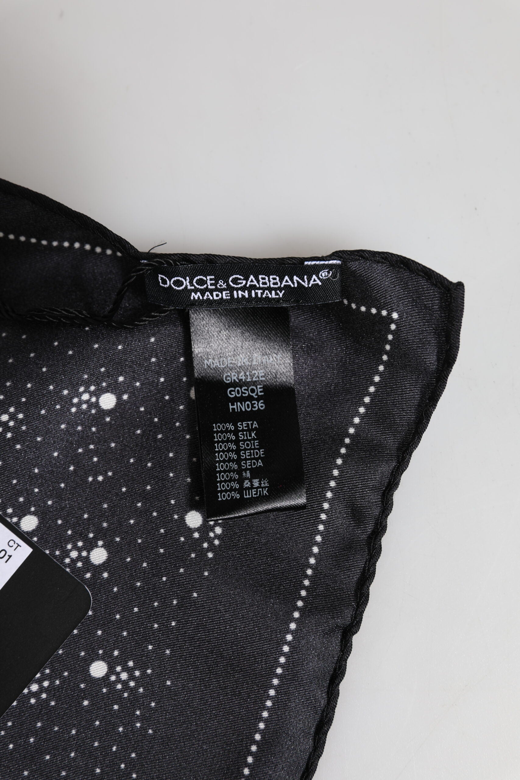 Dolce & Gabbana Black White Printed Square Men Foulard Scarf - ACCEXO