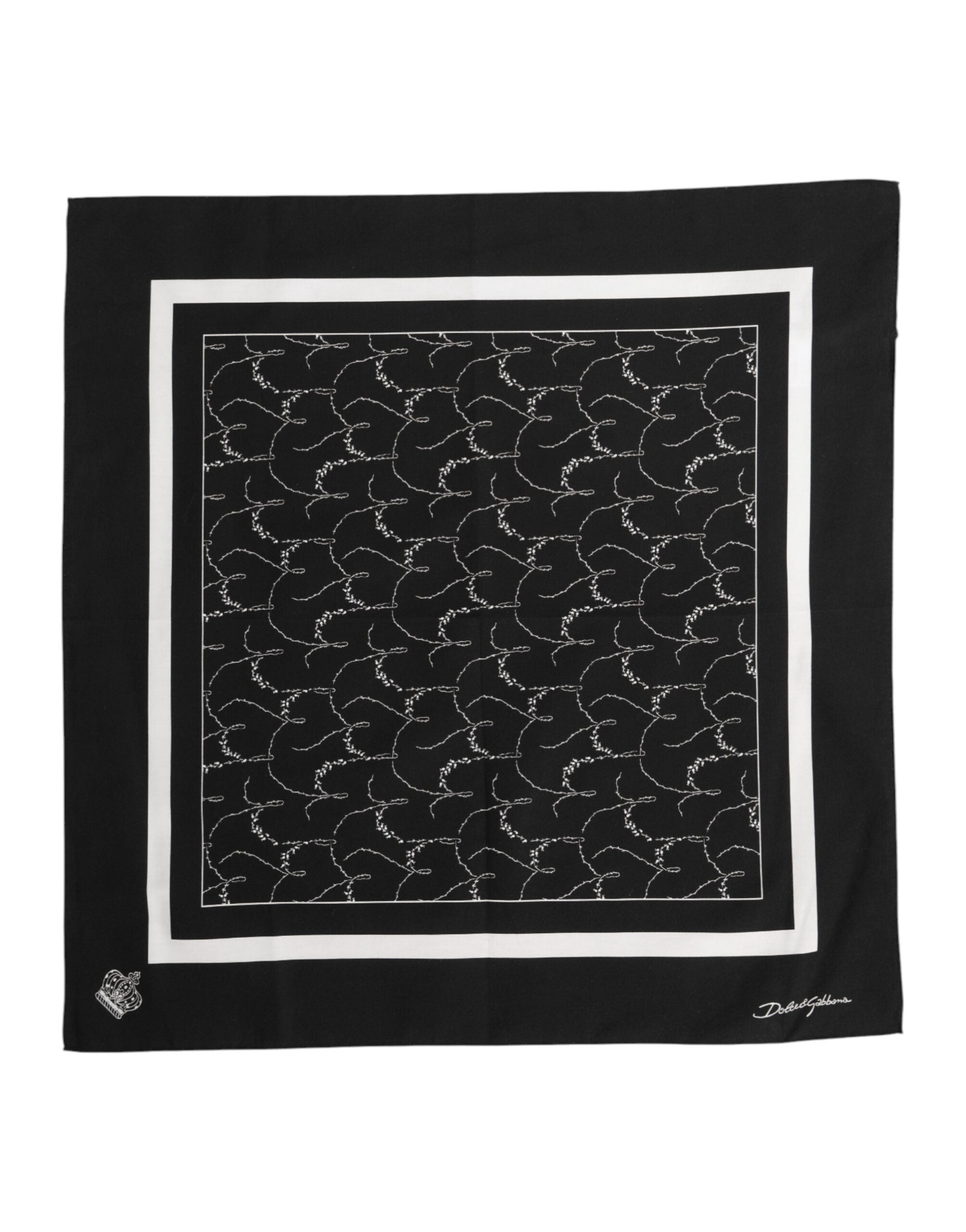 Dolce & Gabbana Black White Printed Square Foulard Scarf - ACCEXO