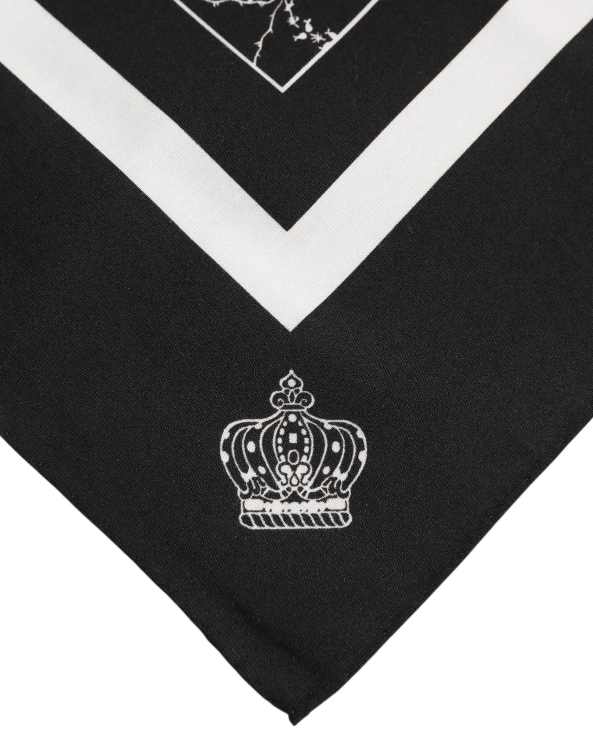 Dolce & Gabbana Black White Printed Square Foulard Scarf - ACCEXO