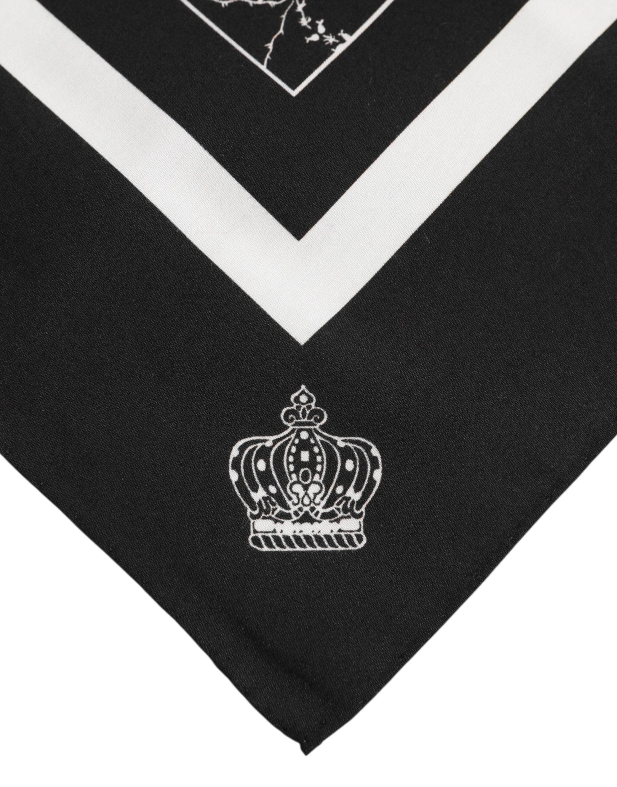 Dolce & Gabbana Black White Printed Square Foulard Scarf - ACCEXO