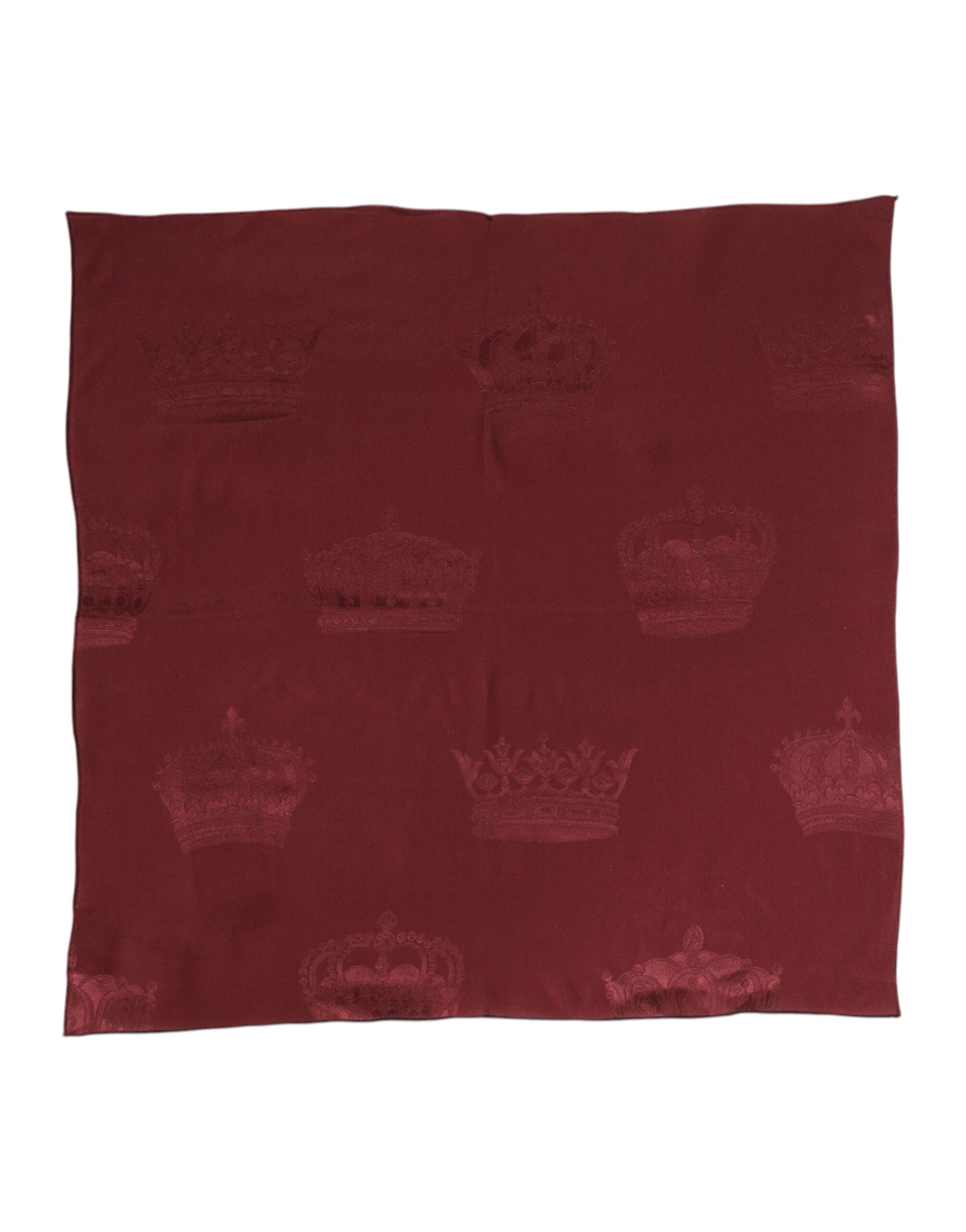 Dolce & Gabbana Maroon Silk Crown Square Men Foulard Scarf - ACCEXO