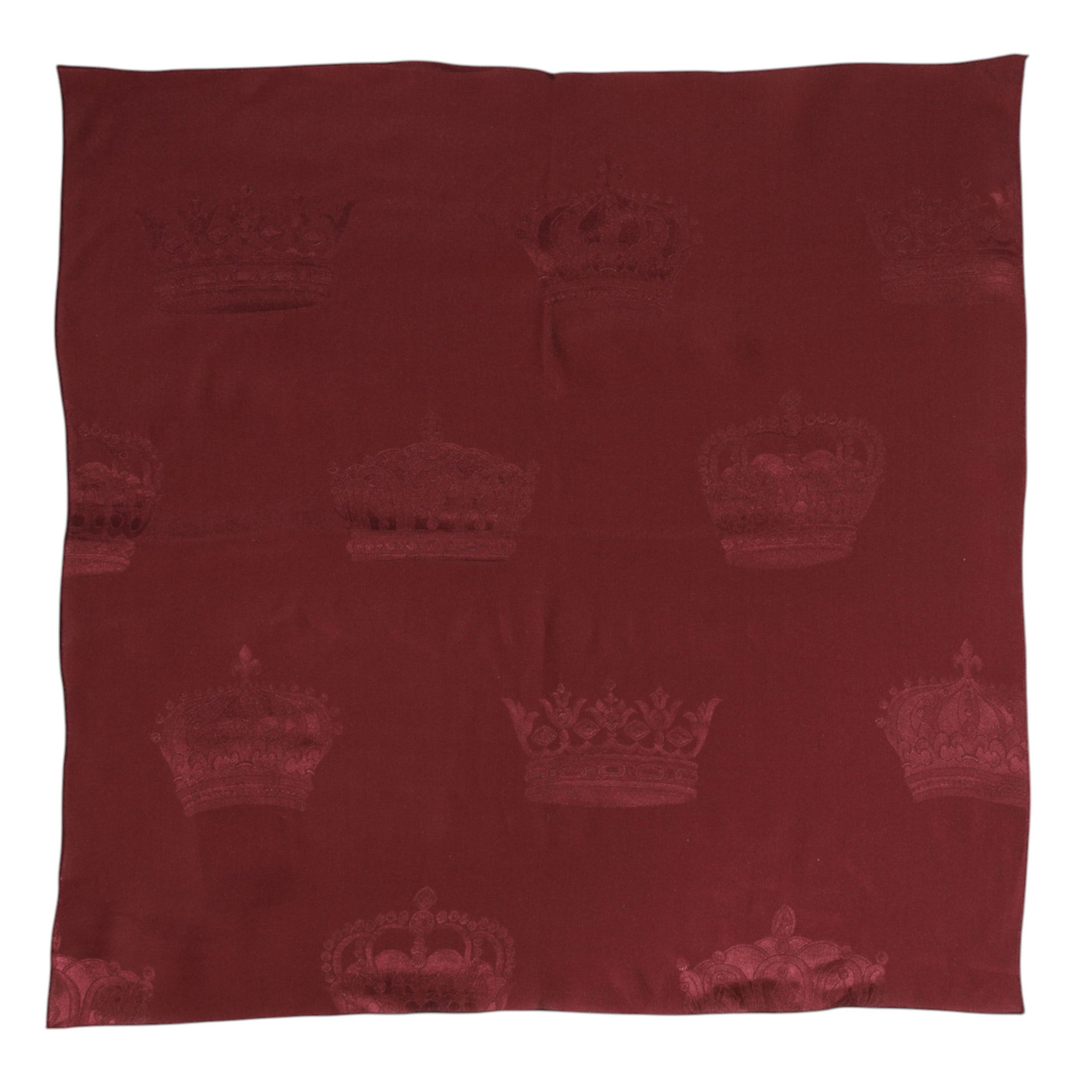 Dolce & Gabbana Maroon Silk Crown Square Men Foulard Scarf - ACCEXO