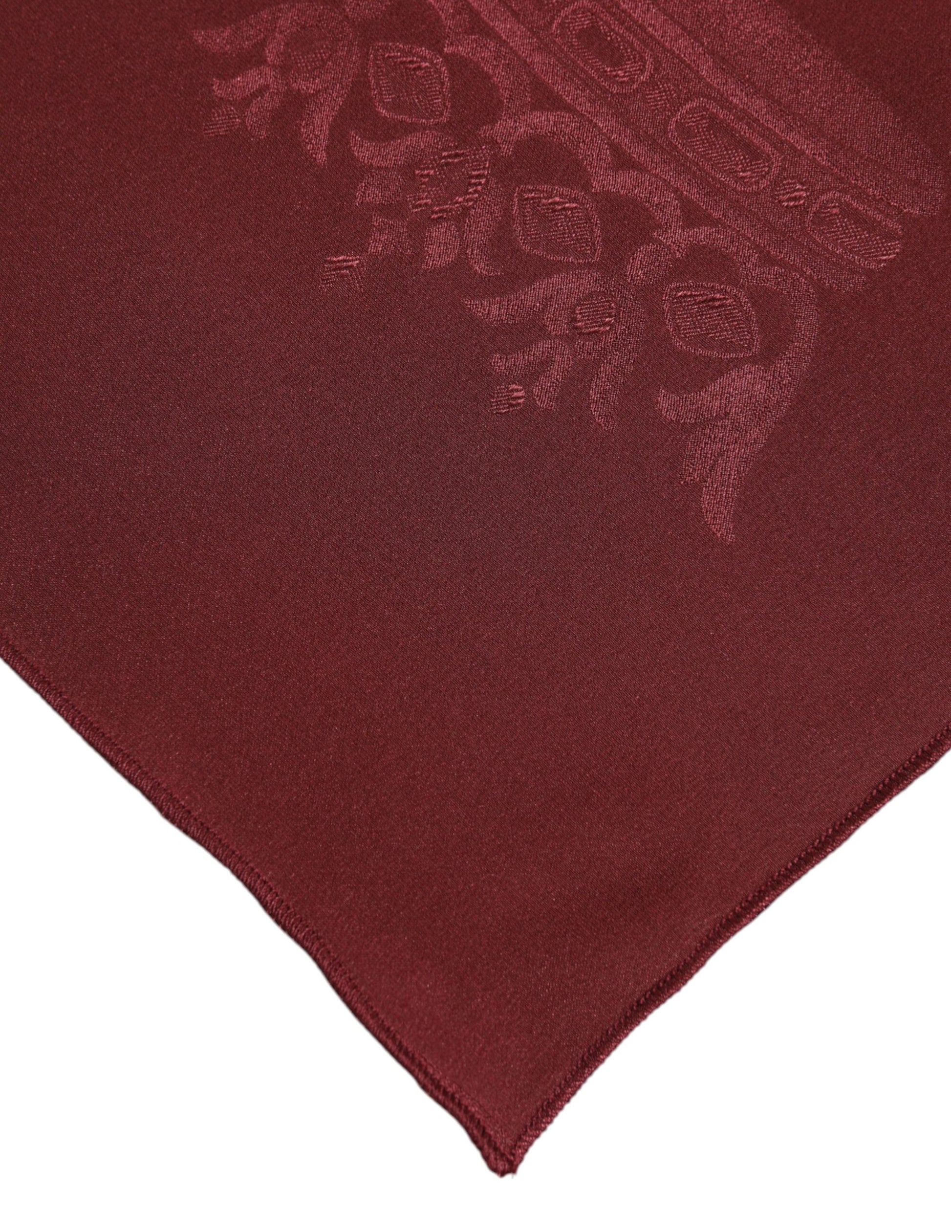 Dolce & Gabbana Maroon Silk Crown Square Men Foulard Scarf - ACCEXO