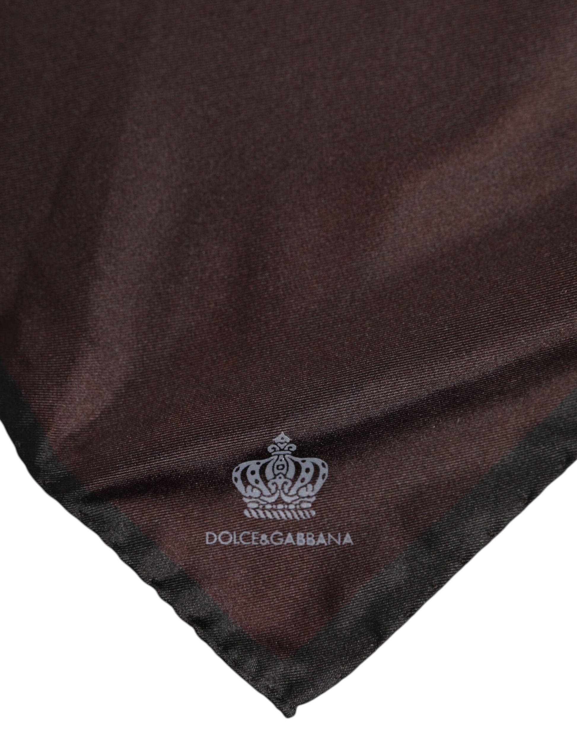 Dolce & Gabbana Brown DG Crown Silk Square Men Foulard Scarf - ACCEXO