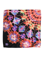 Dolce & Gabbana Black Multicolor Print Square Foulard Scarf for Men