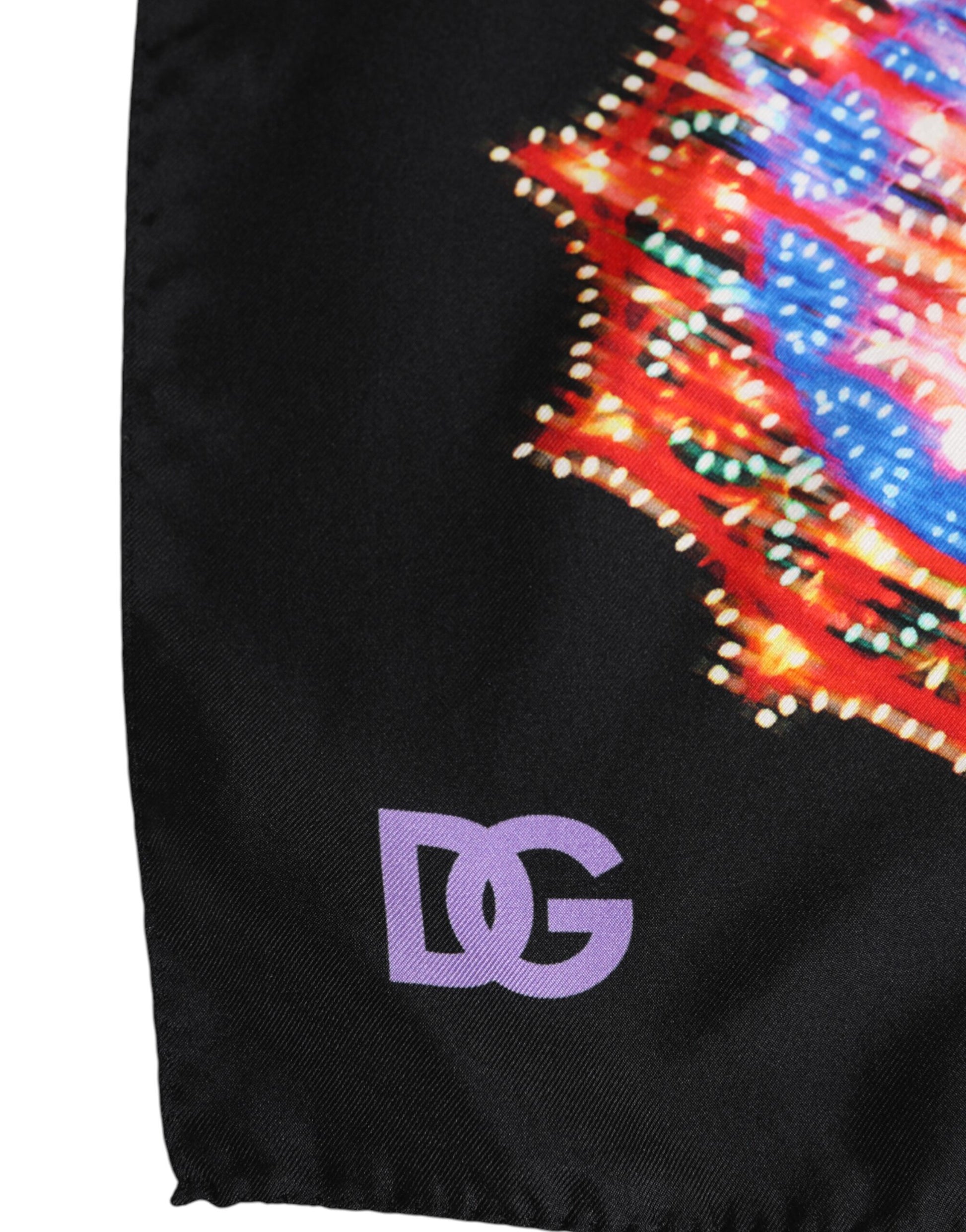 Dolce & Gabbana Black Multicolor Print Square Foulard Scarf - ACCEXO