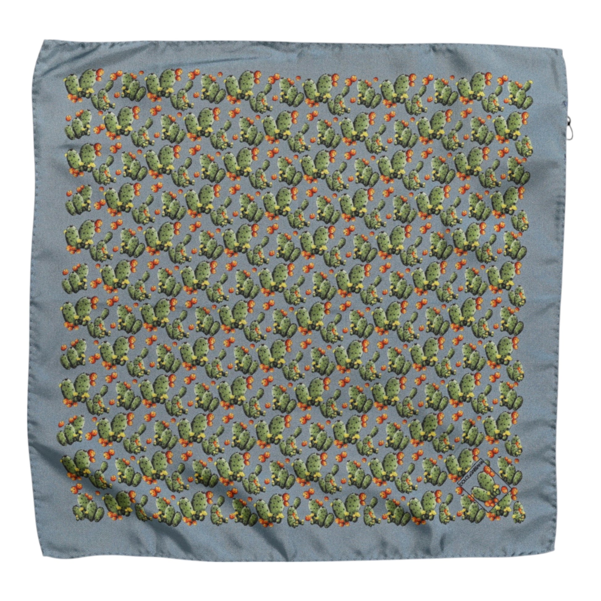 Dolce & Gabbana Gray Green Cactus Print Square Foulard Scarf - ACCEXO