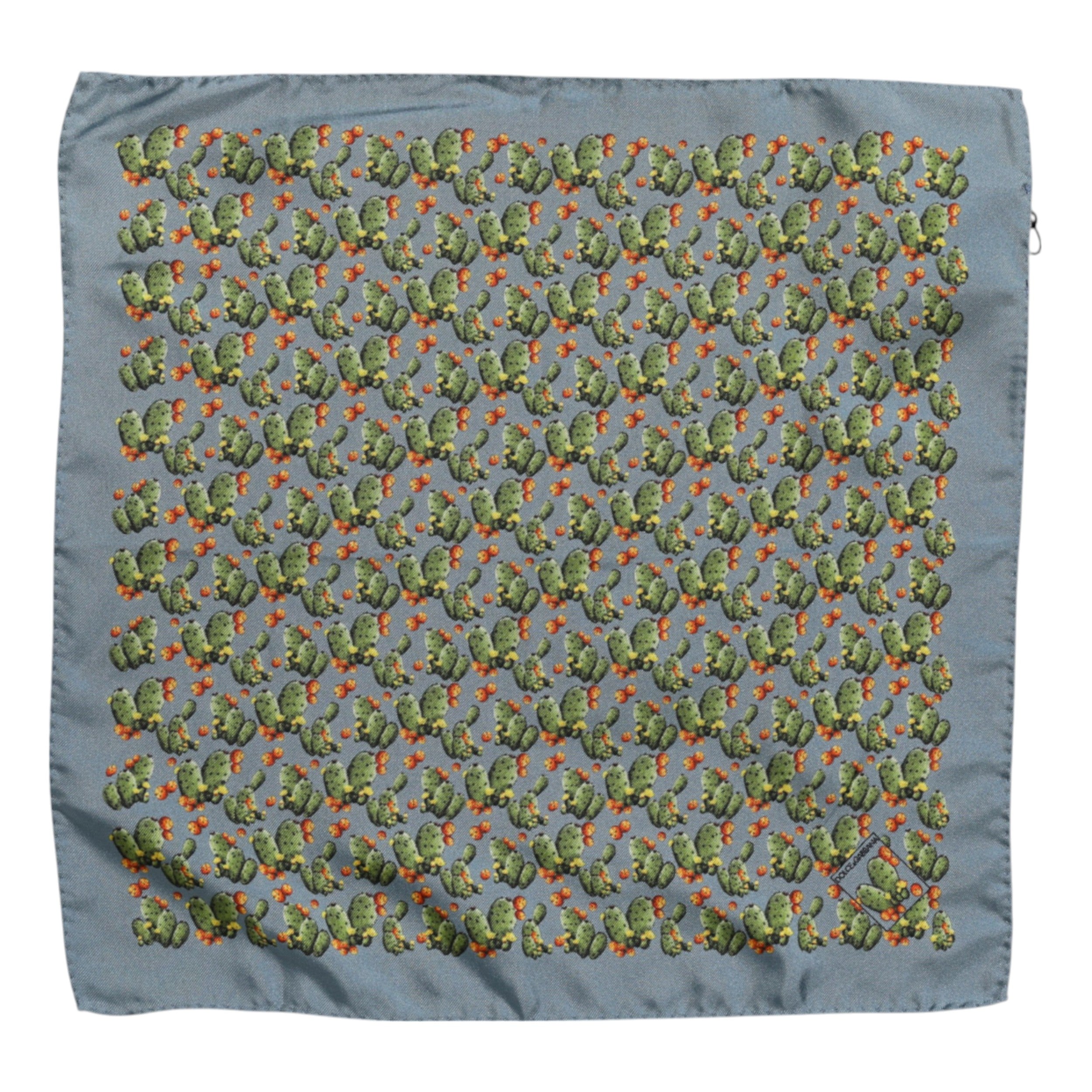 Dolce & Gabbana Gray Green Cactus Print Square Foulard Scarf - ACCEXO