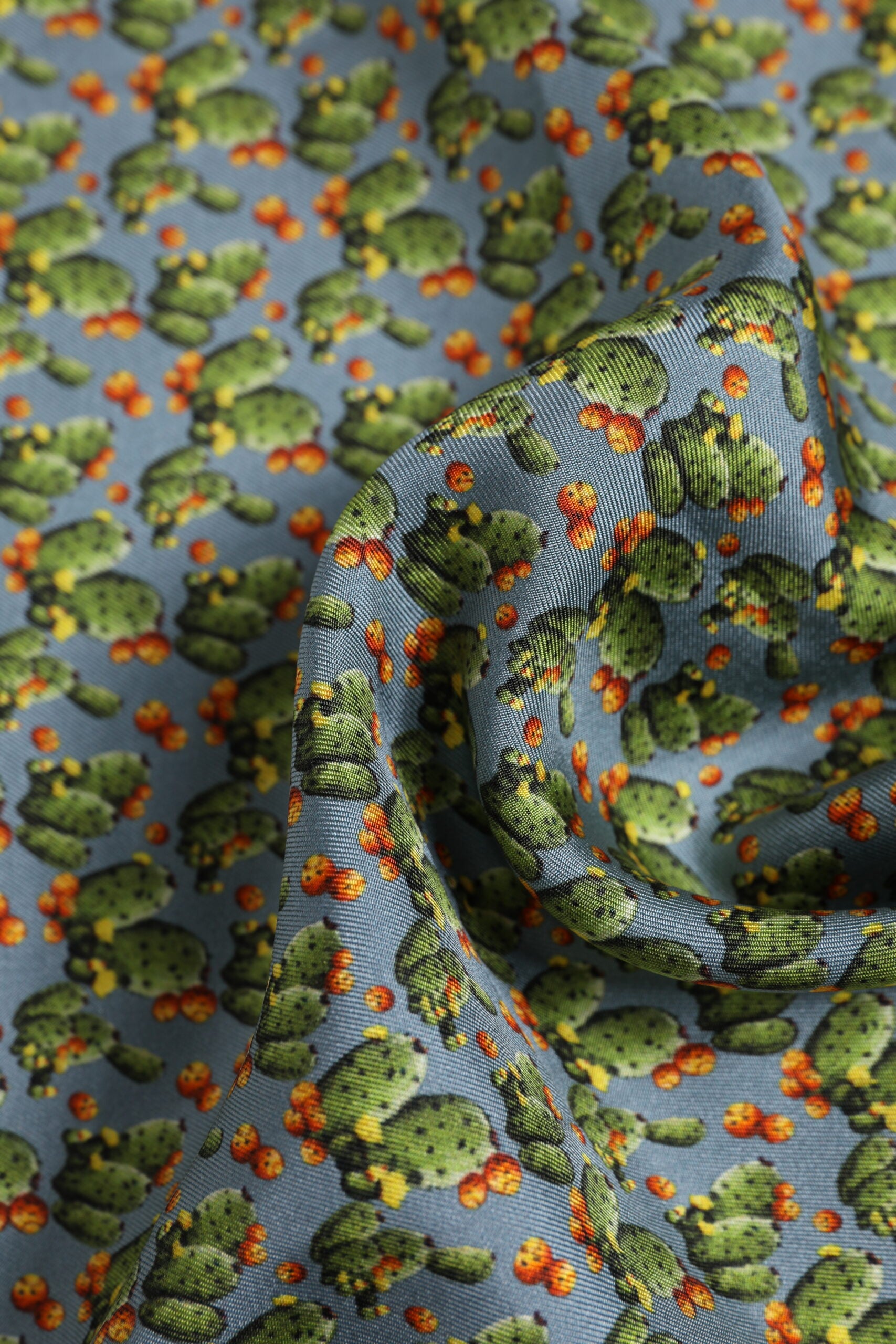 Dolce & Gabbana Gray Green Cactus Print Square Foulard Scarf - ACCEXO