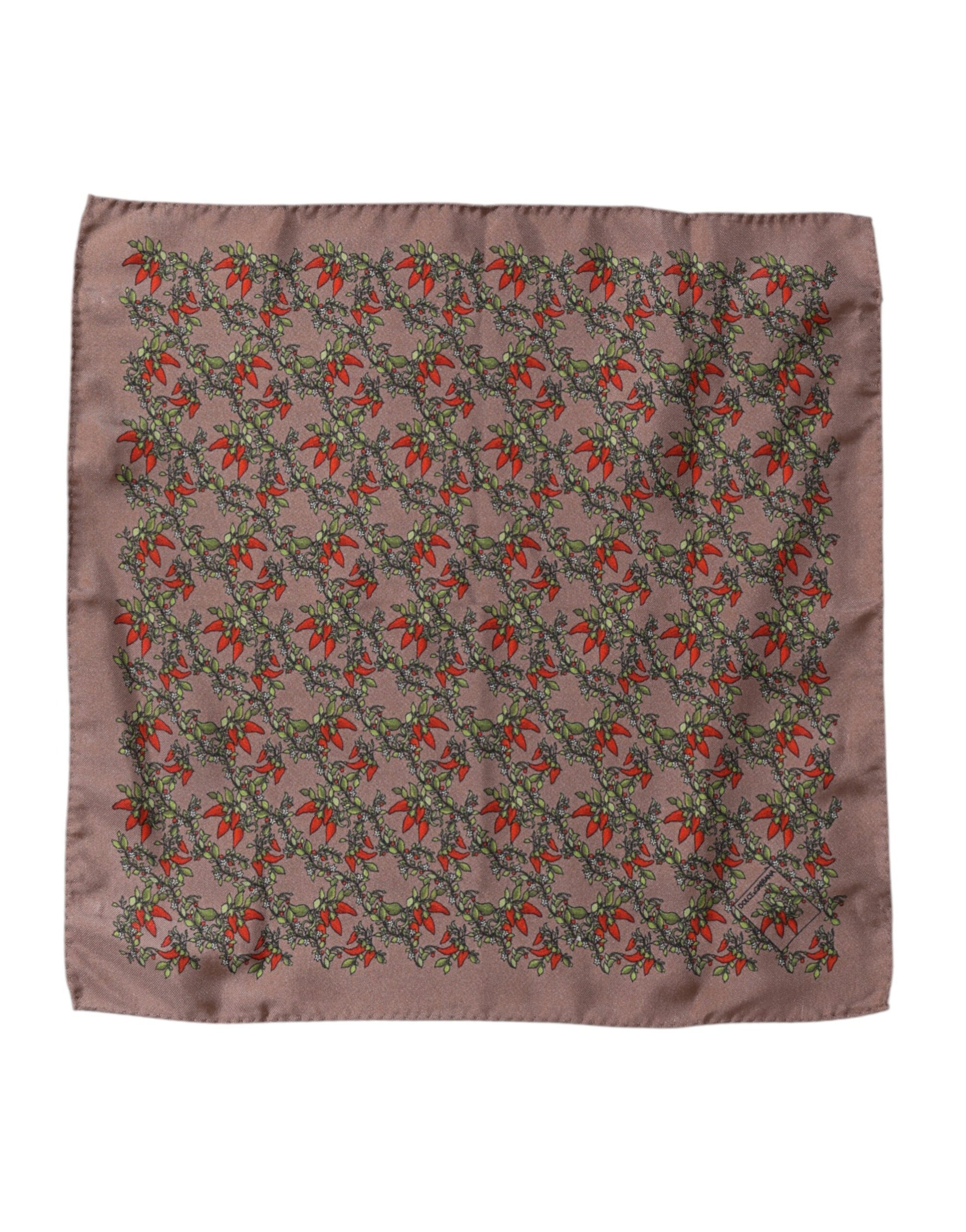Dolce & Gabbana Brown Chilis Silk Square Men Foulard Scarf - ACCEXO