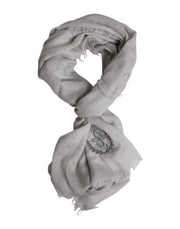 Dolce & Gabbana Gray DG Crown Neck Warmer Wrap Shawl Scarf for Men