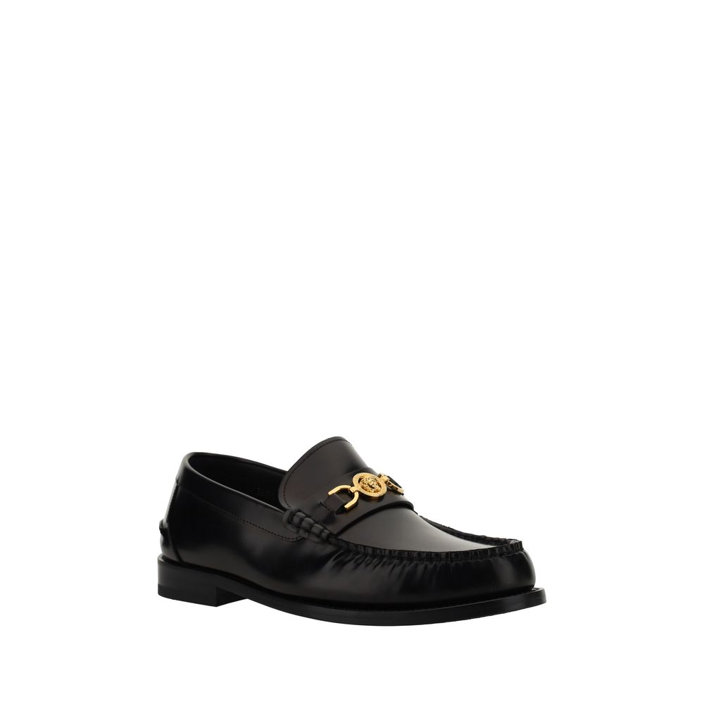 Versace Black Calf Leather Bos Taurus Slip-On Loafers Secondary image