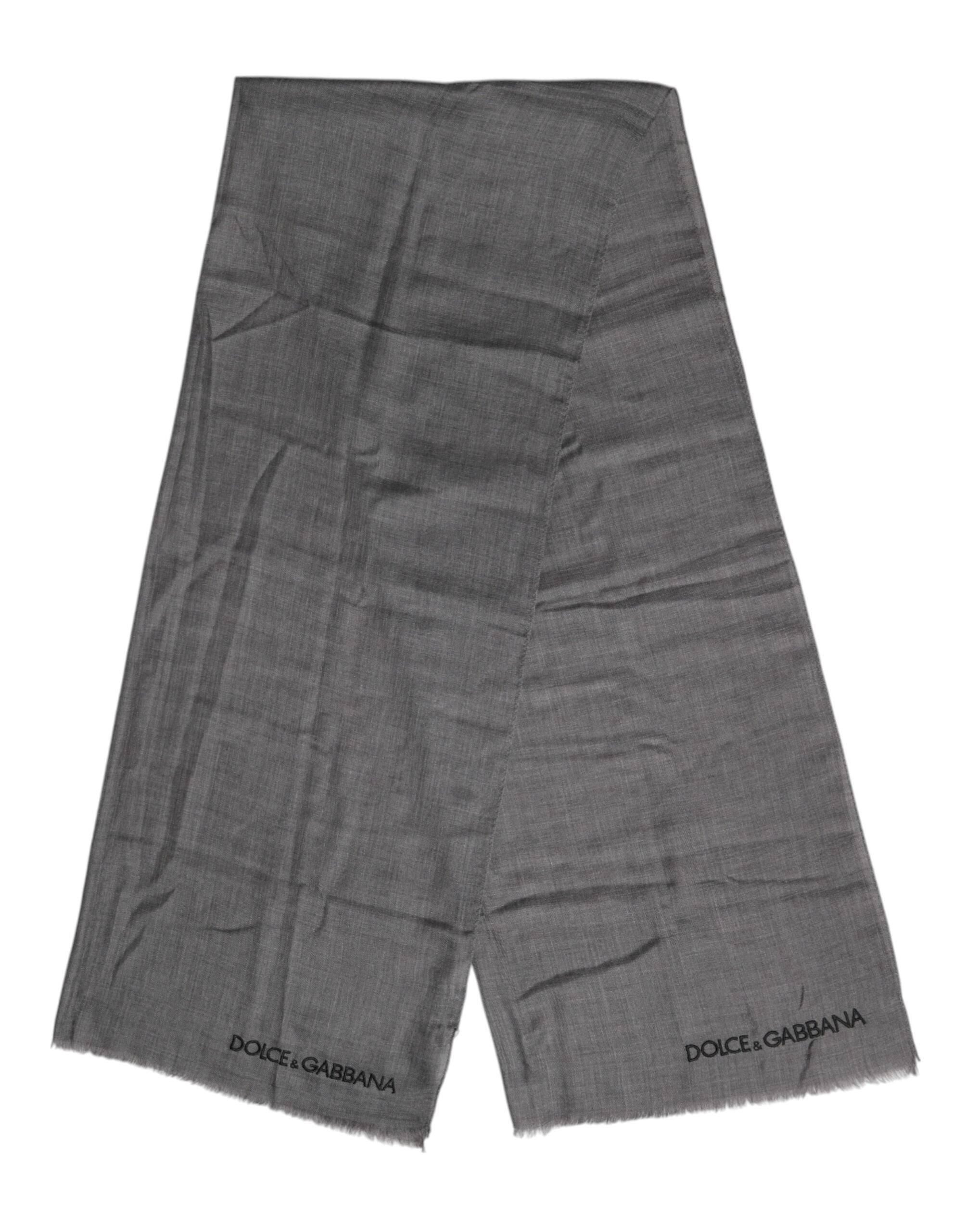 Dolce & Gabbana Gray Logo Print Neck Warmer Wrap Shawl Scarf