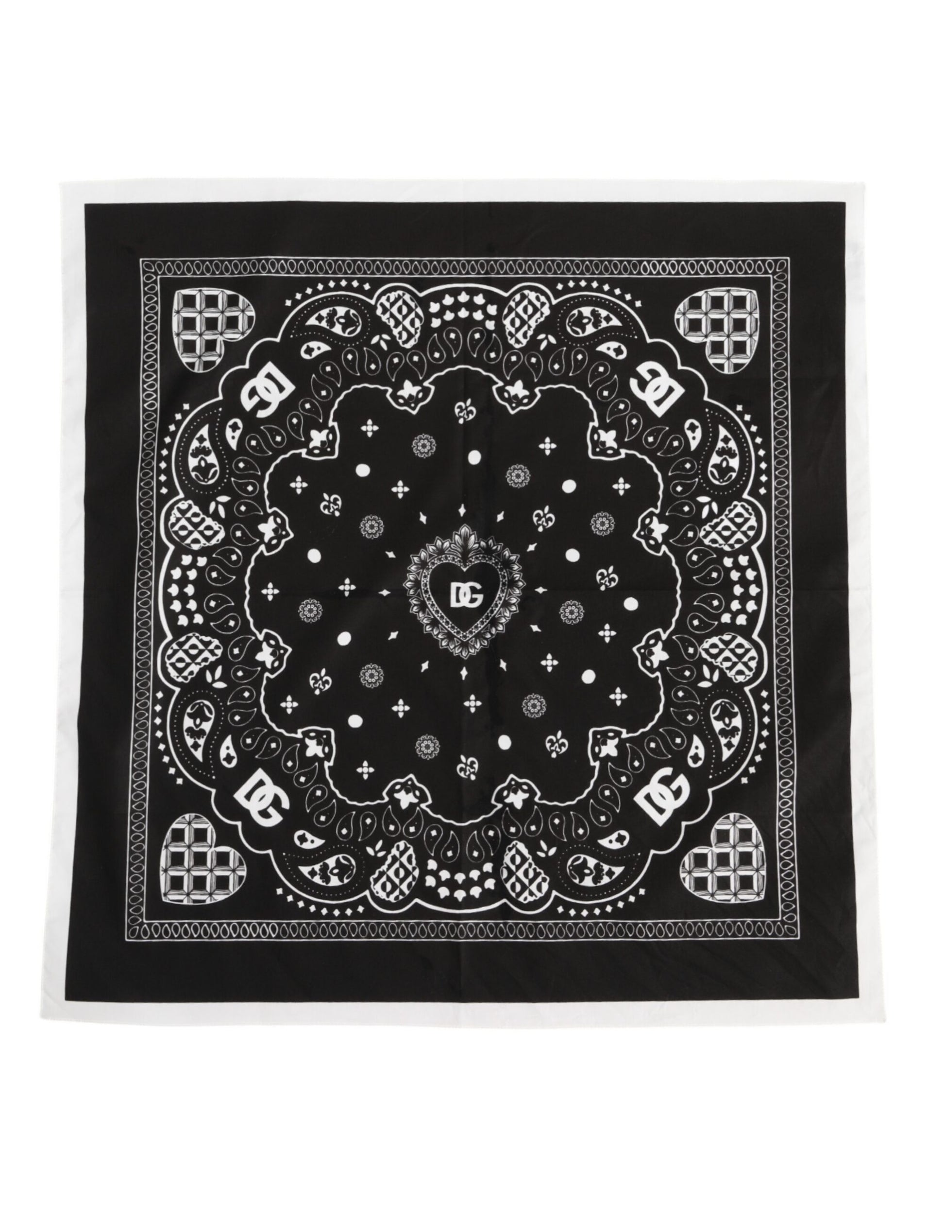 Dolce & Gabbana Black White Bandana Square Men Foulard Scarf - ACCEXO
