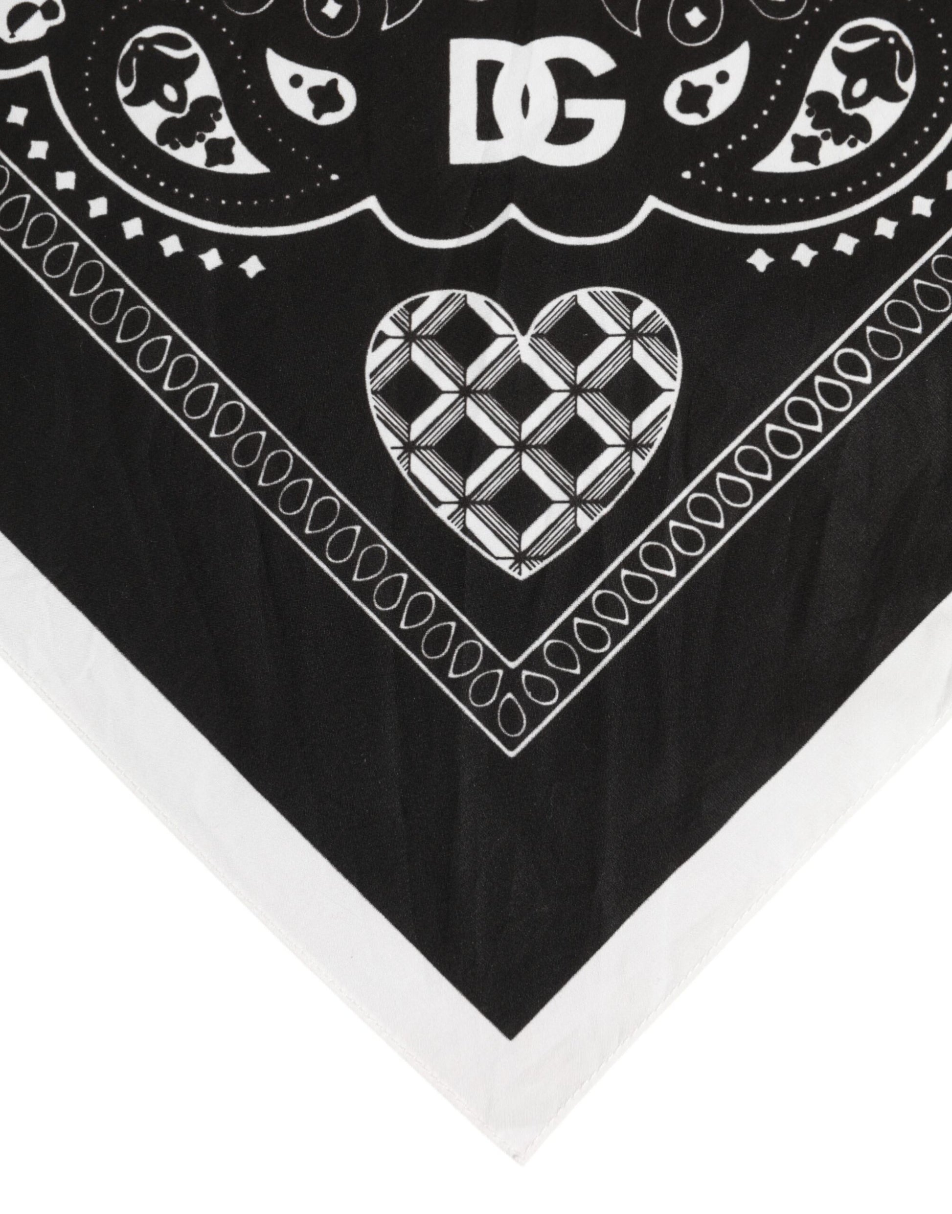 Dolce & Gabbana Black White Bandana Square Men Foulard Scarf - ACCEXO