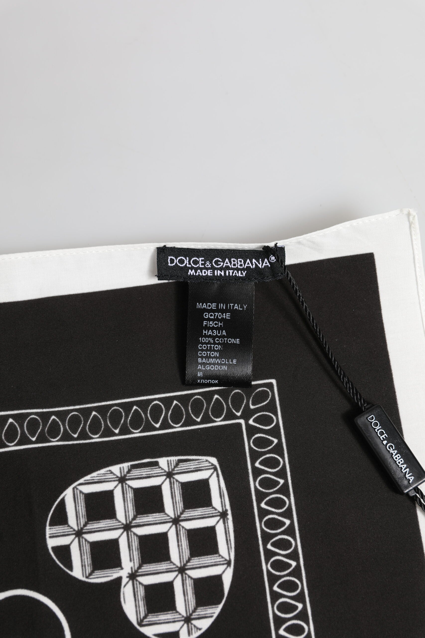 Dolce & Gabbana Black White Bandana Square Men Foulard Scarf - ACCEXO
