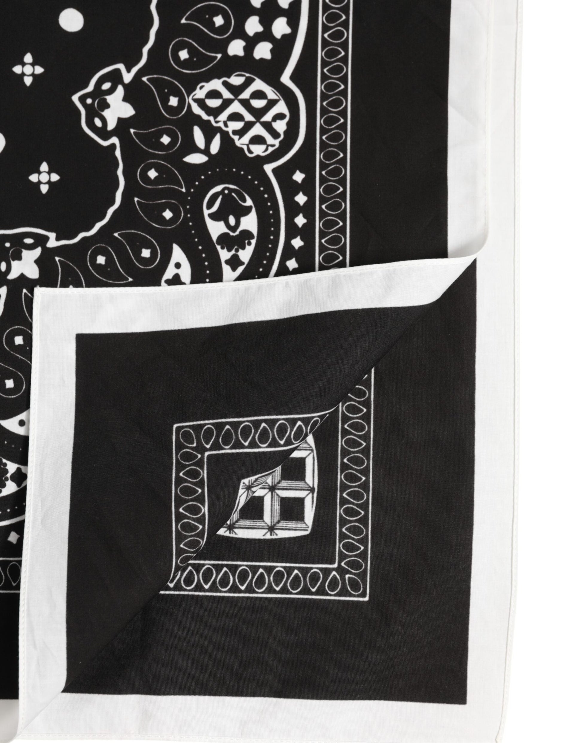 Dolce & Gabbana Black White Bandana Square Men Foulard Scarf - ACCEXO