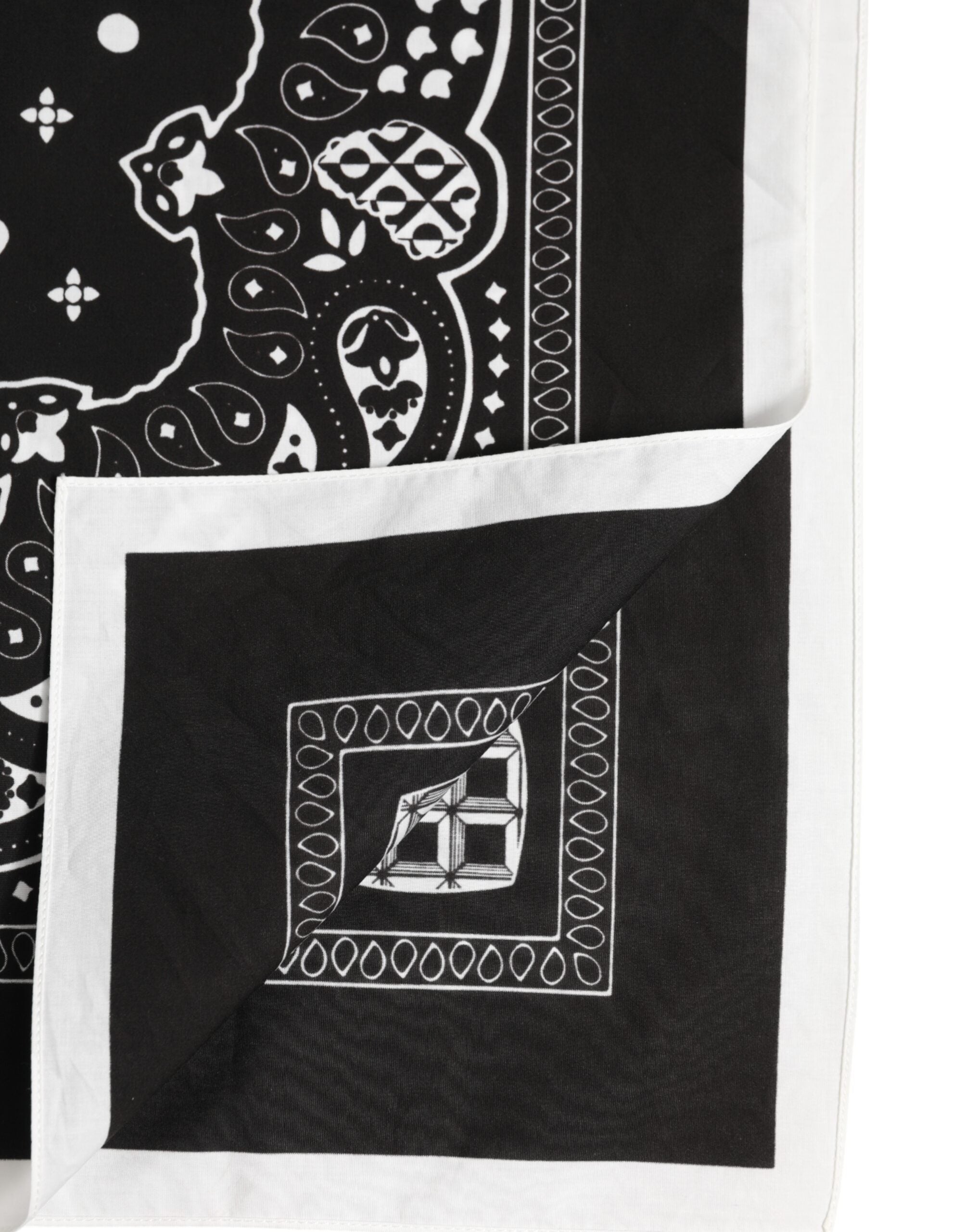 Dolce & Gabbana Black White Bandana Square Men Foulard Scarf - ACCEXO