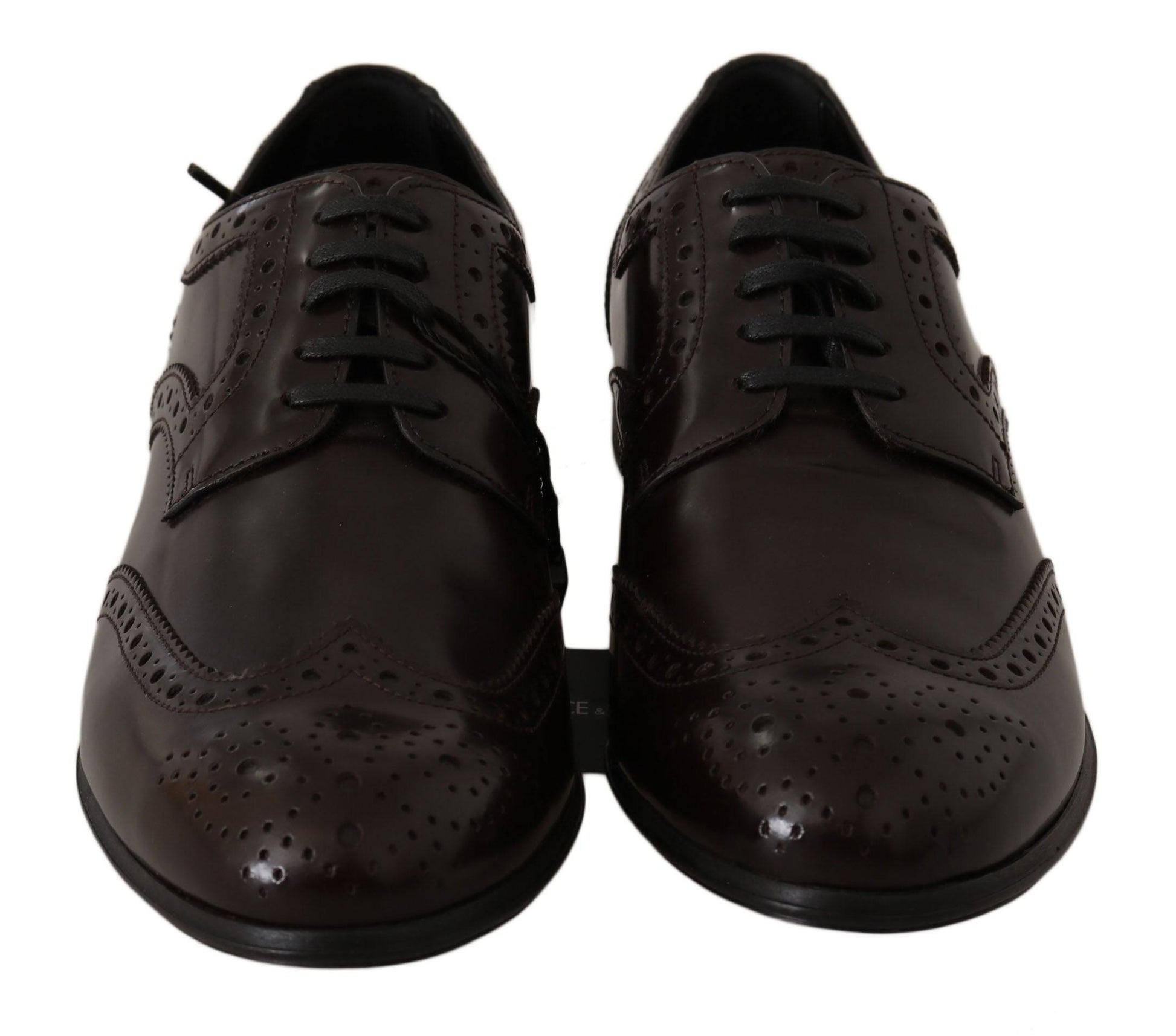 Dolce & Gabbana Elegant Brown Leather Oxford Flats - ACCEXO