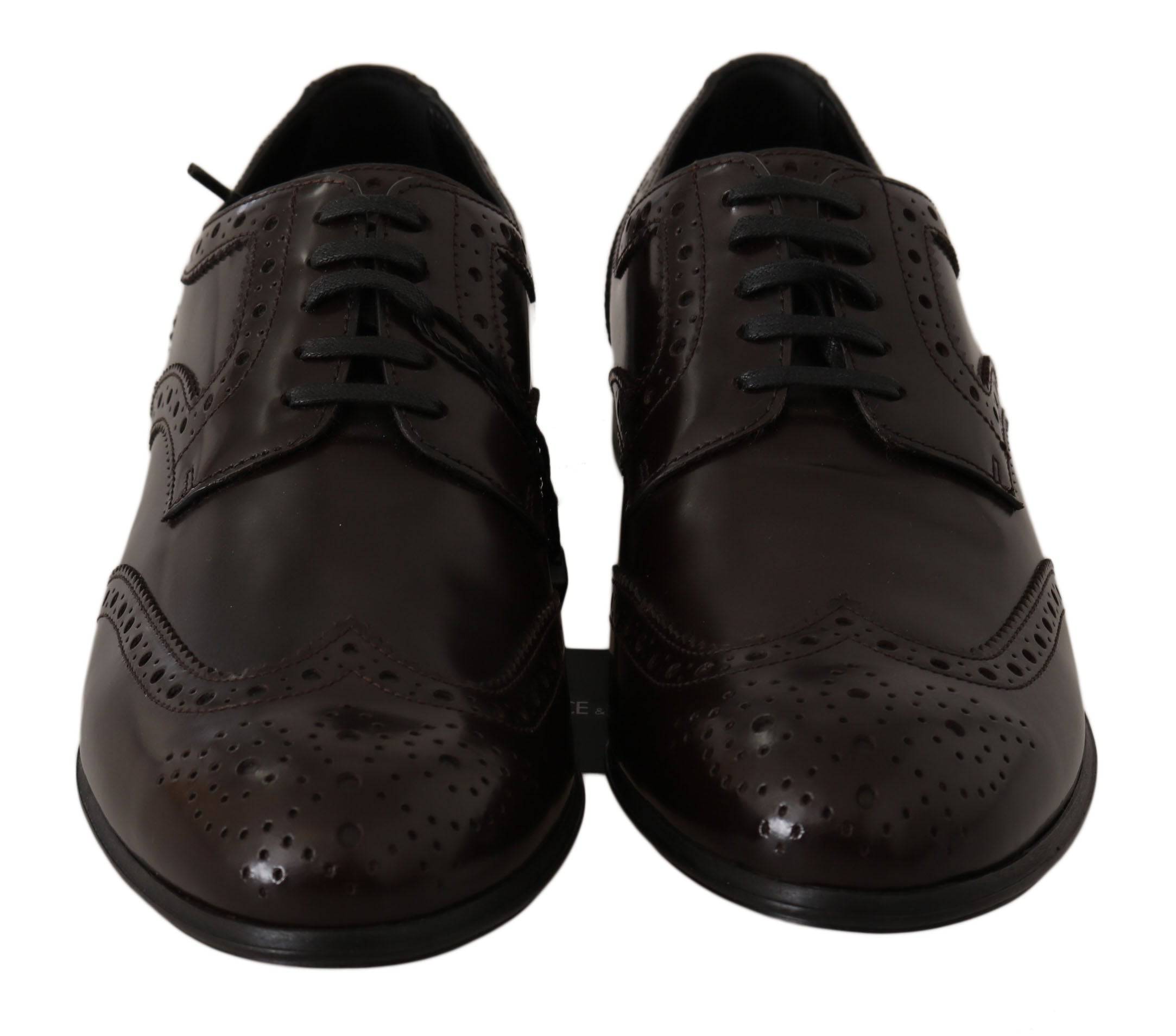 Dolce & Gabbana Elegant Brown Leather Oxford Flats - ACCEXO
