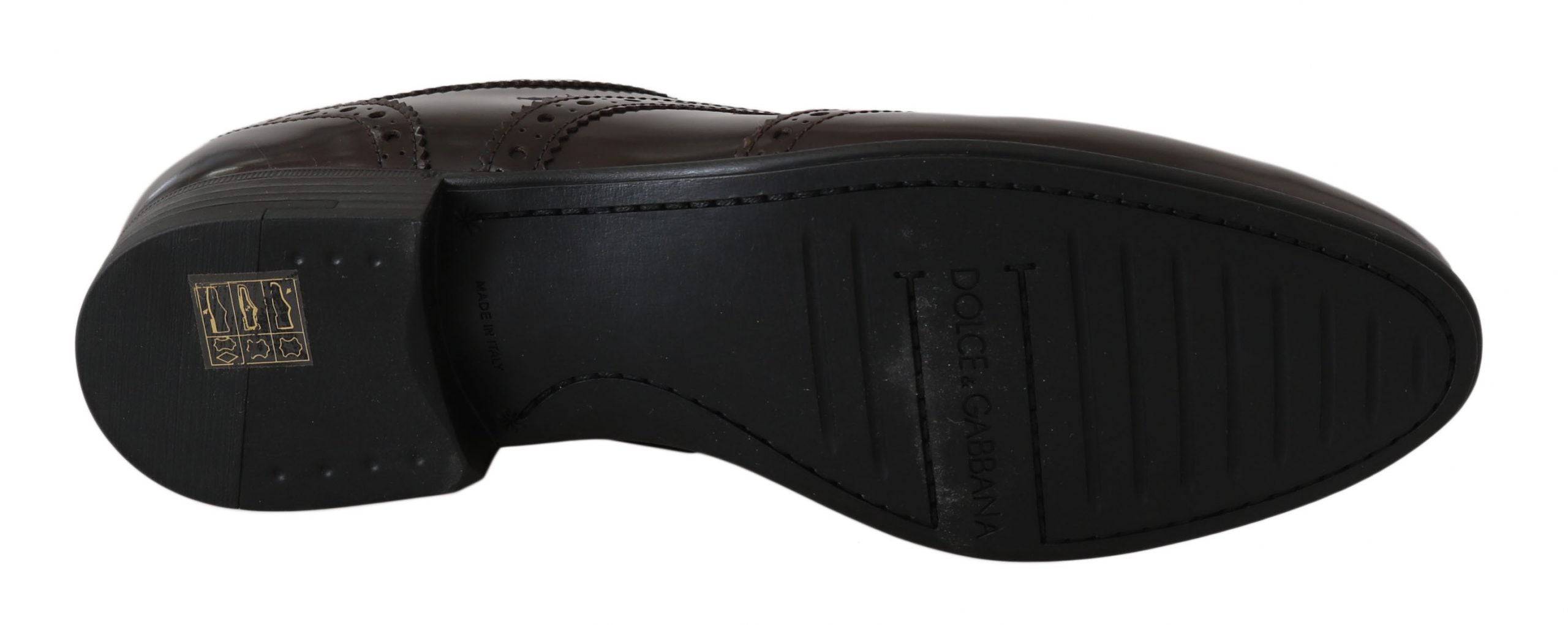 Dolce & Gabbana Elegant Brown Leather Oxford Flats - ACCEXO