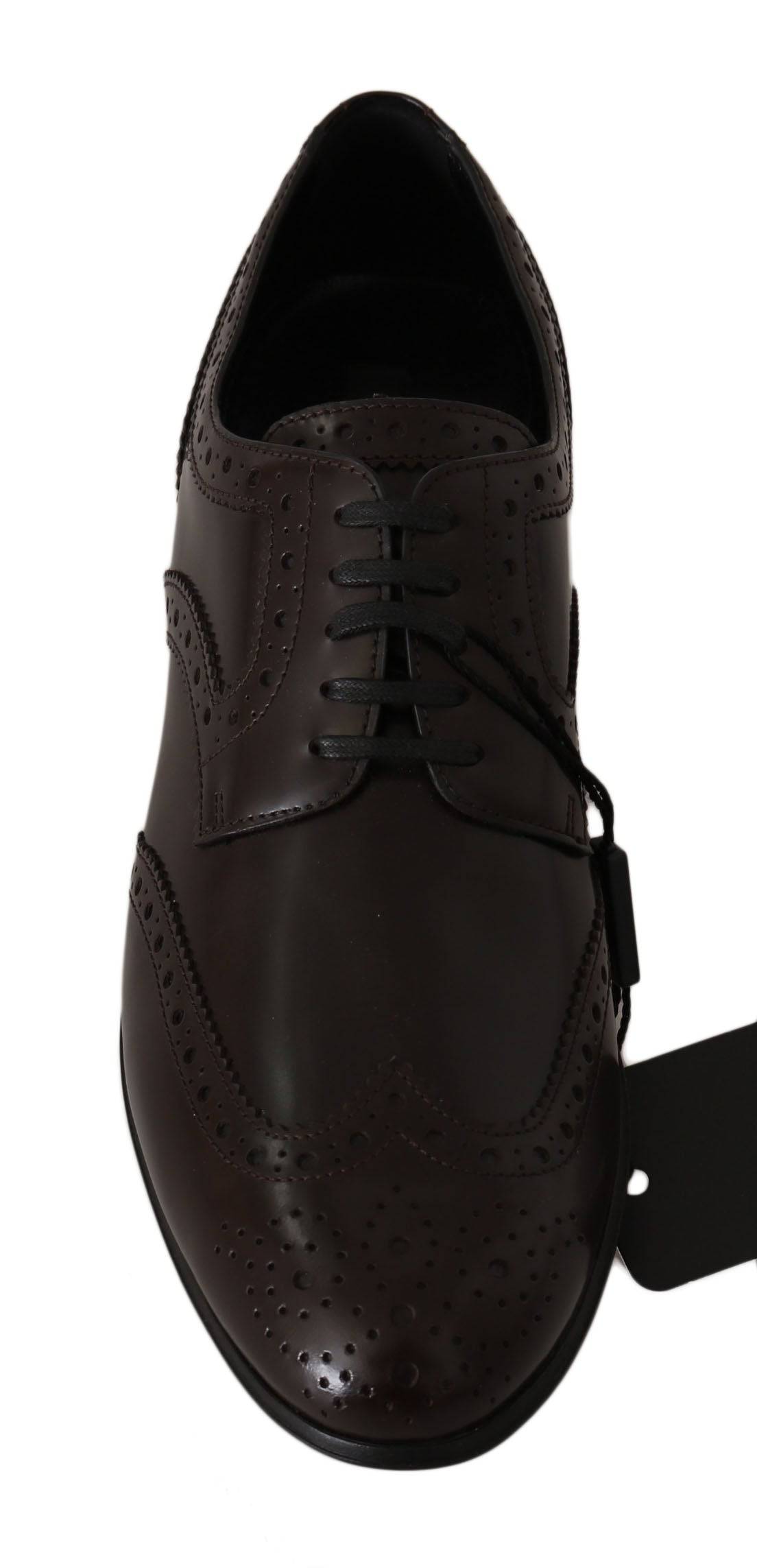 Dolce & Gabbana Elegant Brown Leather Oxford Flats - ACCEXO