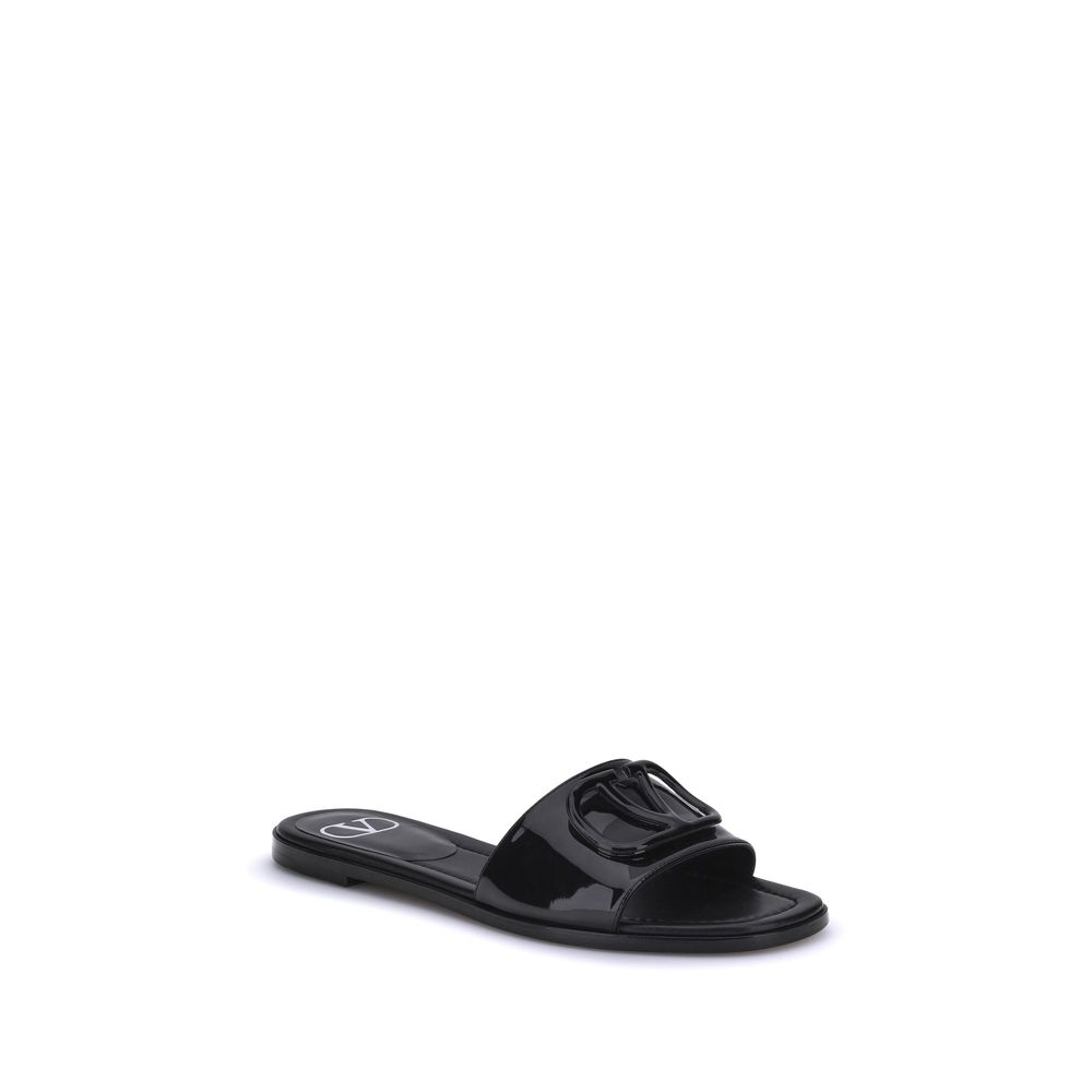 Valentino Garavani Patent leathe VLogo slide Sandals - ACCEXO