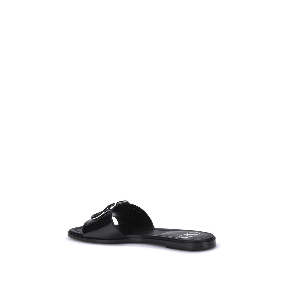 Valentino Garavani Patent leathe VLogo slide Sandals - ACCEXO