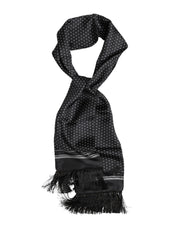 Dolce & Gabbana Black White Polka Dot Fringes Foulard Scarf for Men