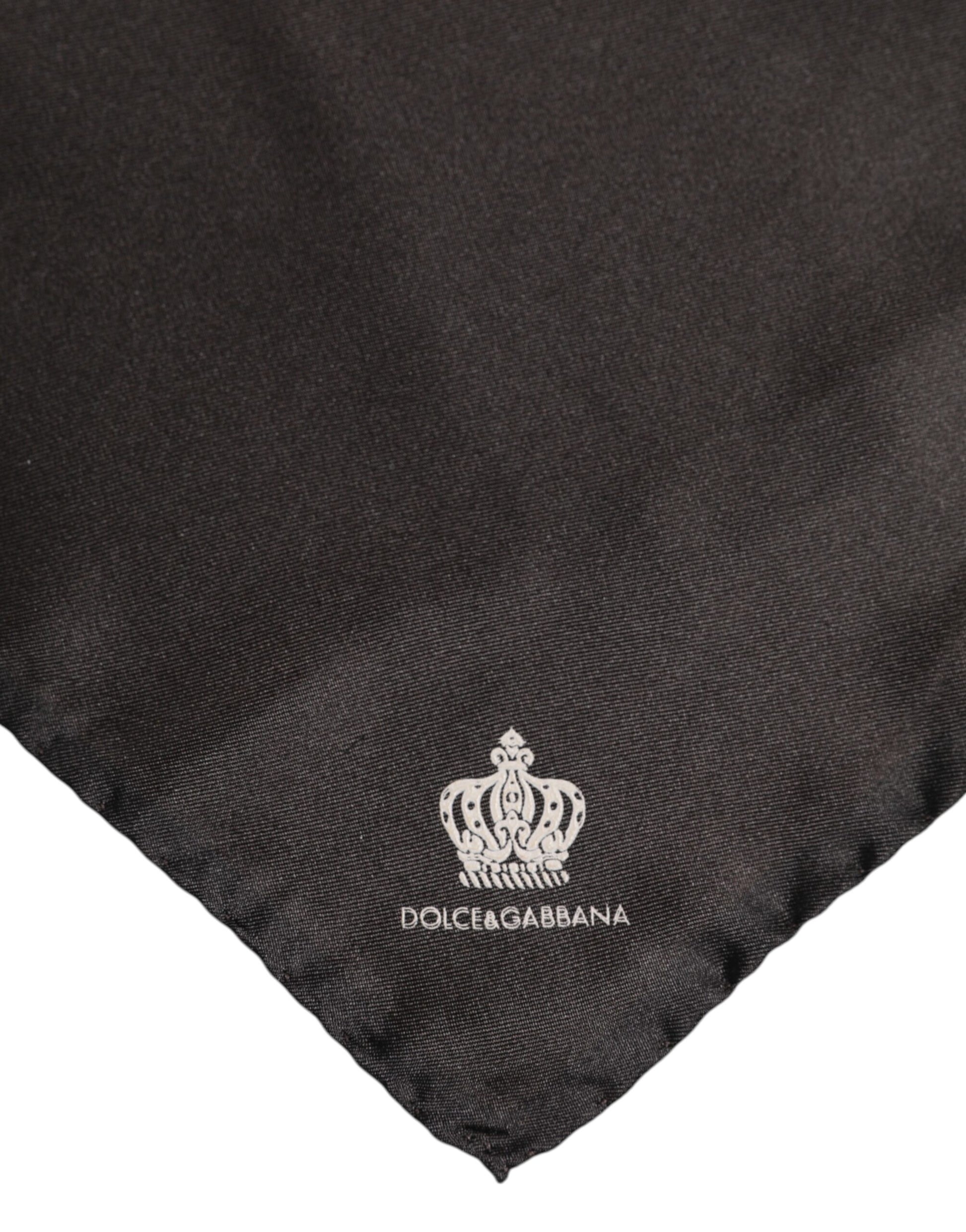 Dolce & Gabbana Brown DG Crown Silk Square Men Foulard Scarf - ACCEXO