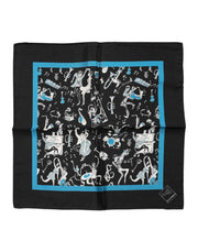 Dolce & Gabbana Black Jazz Club Silk Square Men Foulard Scarf - ACCEXO