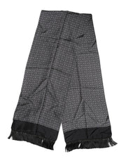 Dolce & Gabbana Black Patterned Fringes Men Foulard Scarf