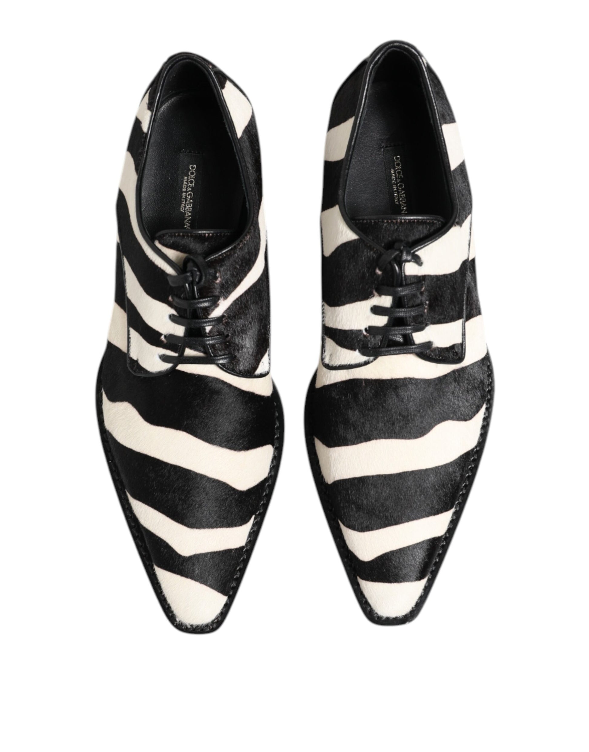 Dolce & Gabbana Black White Zebra Pony Fur Dress Shoes - ACCEXO