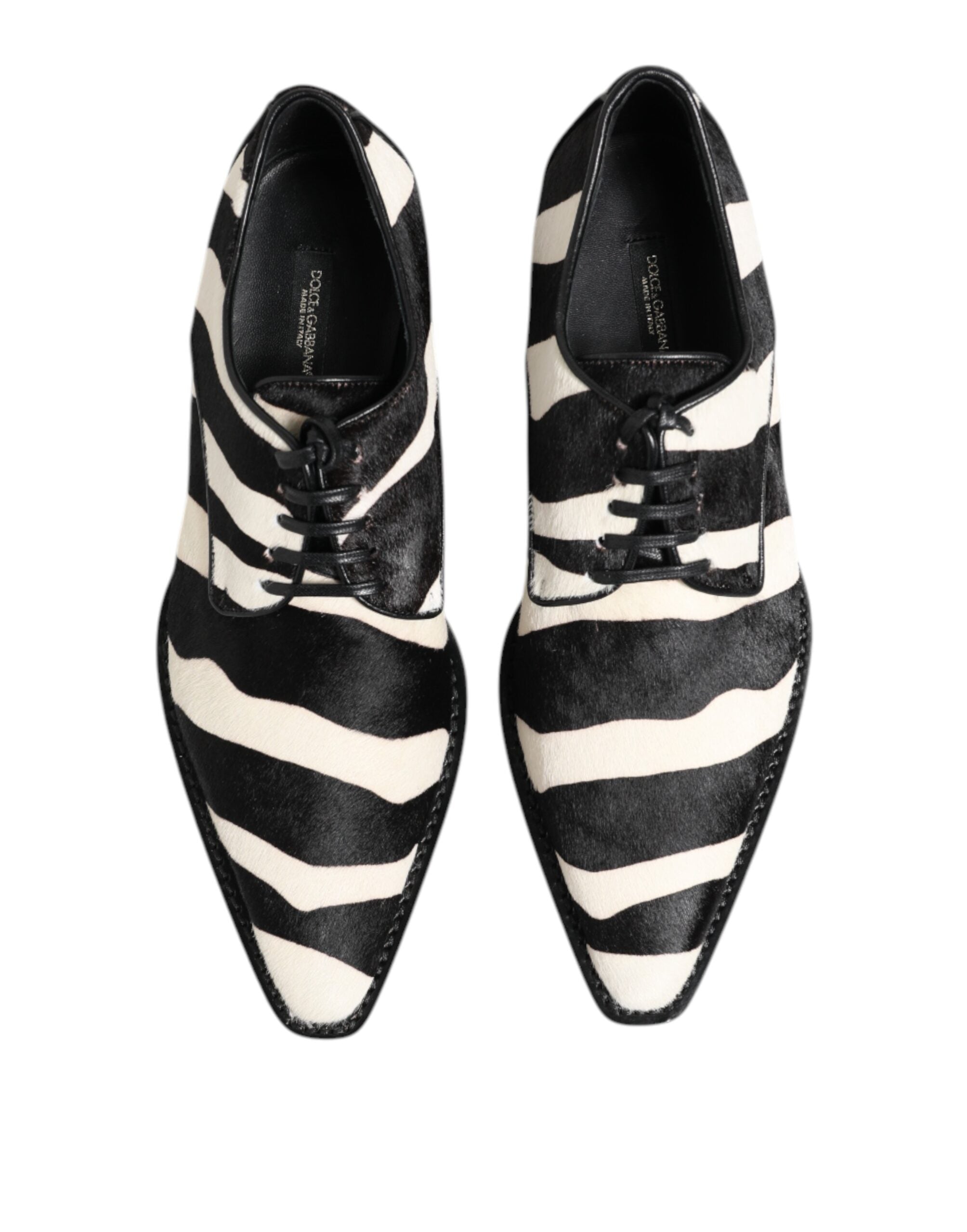 Dolce & Gabbana Black White Zebra Pony Fur Dress Shoes - ACCEXO